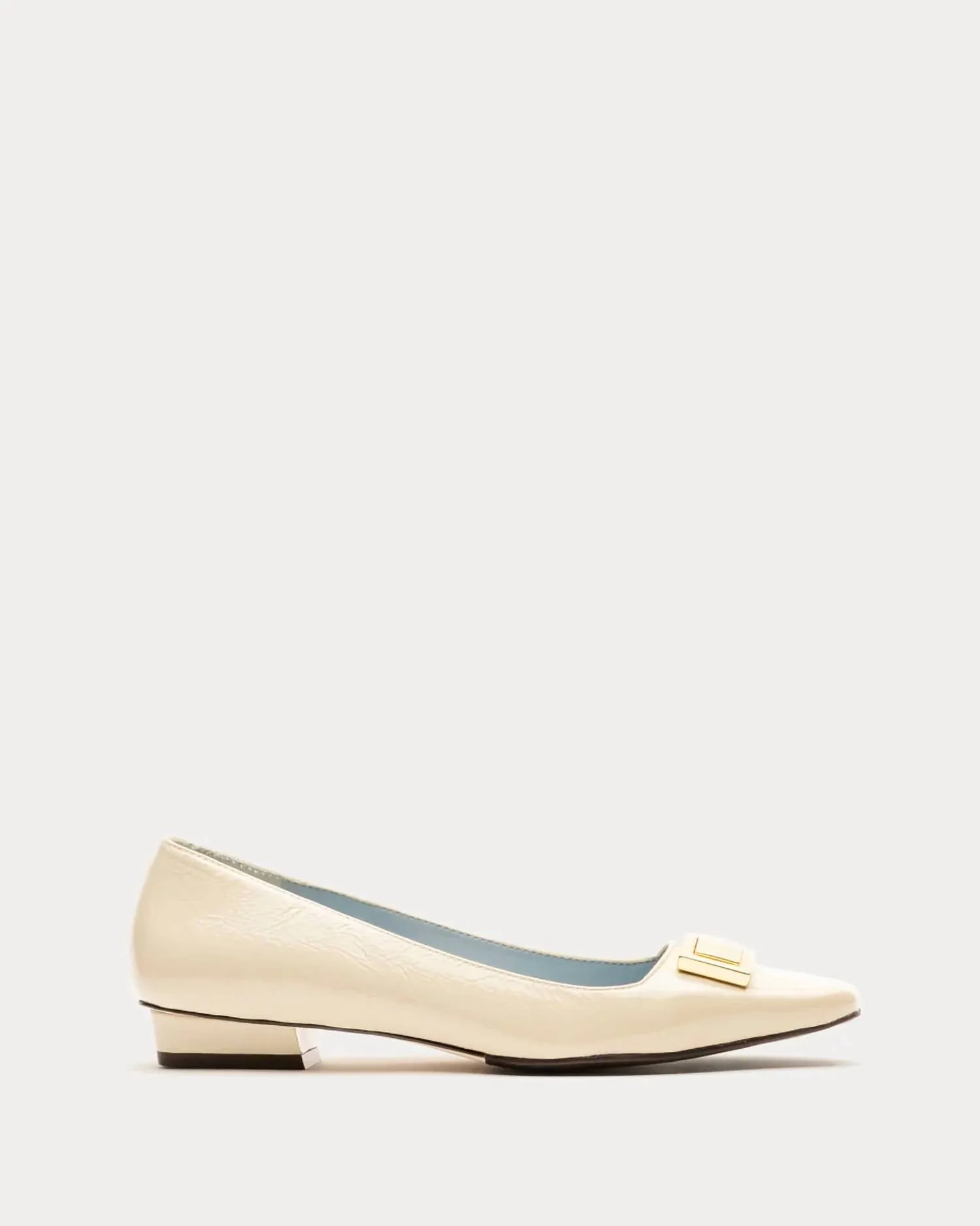 Midge Flat Crinkled Leather In Cream