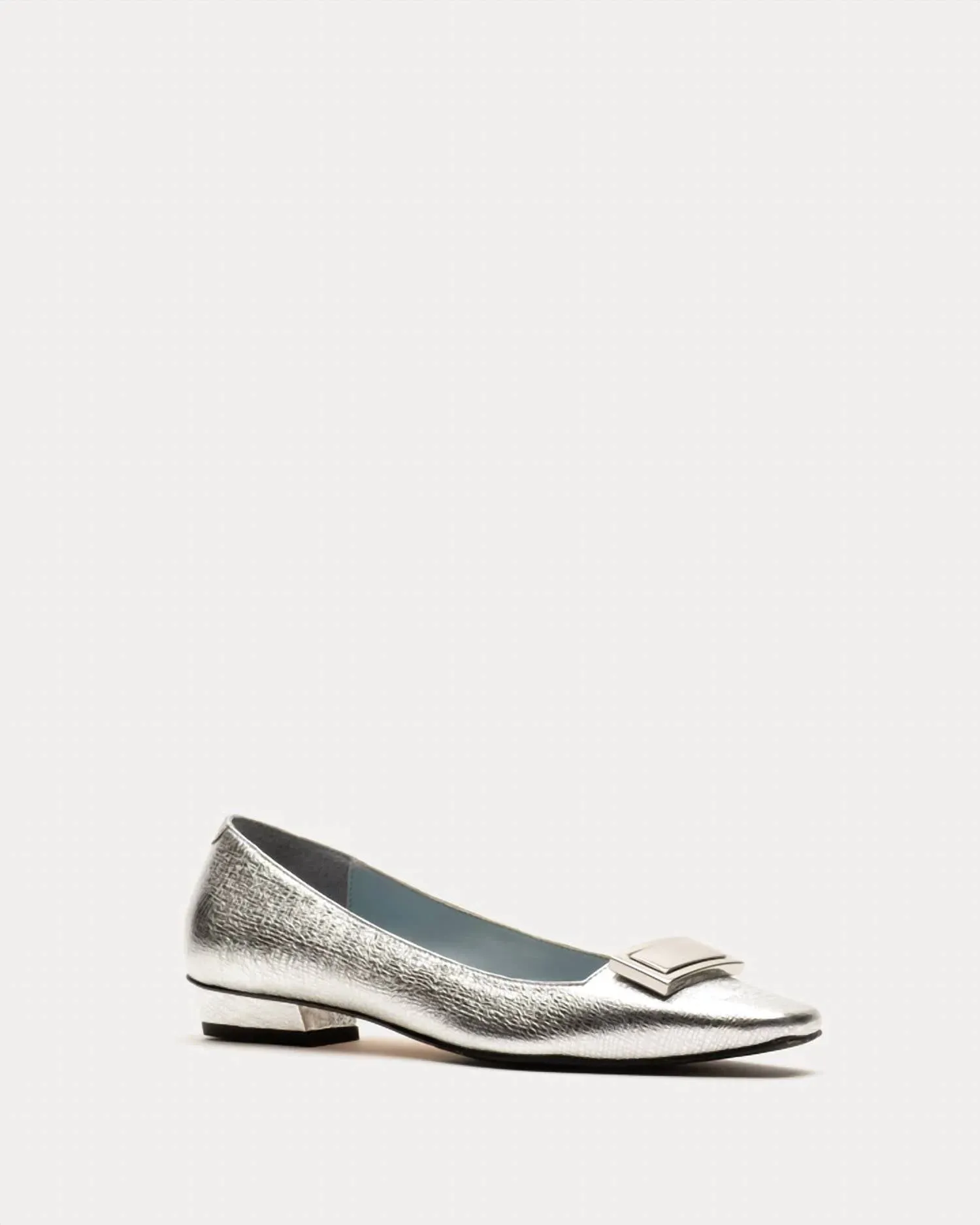 Midge Flat Crinkled Leather Silver