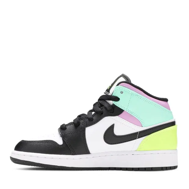 NIKE AIR JORDAN 1 MID GS PASTEL BLACK TOE -