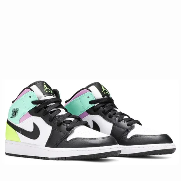 NIKE AIR JORDAN 1 MID GS PASTEL BLACK TOE -