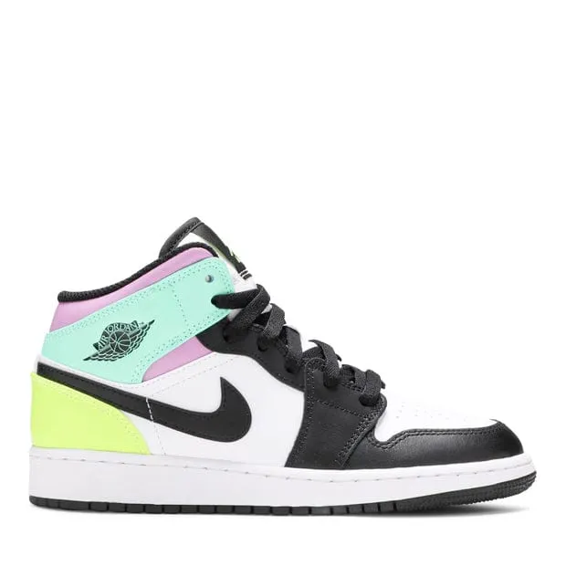 NIKE AIR JORDAN 1 MID GS PASTEL BLACK TOE -