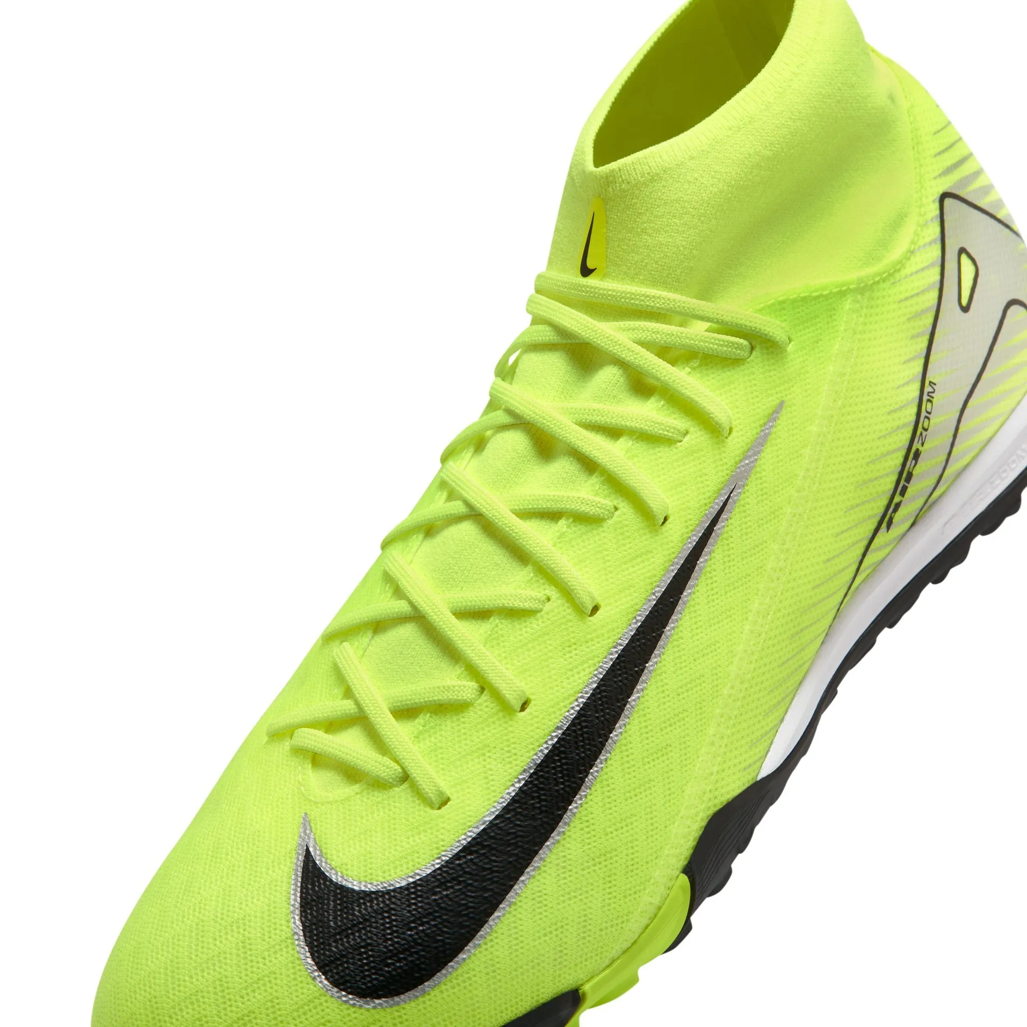 Nike Zoom Mercurial Superfly 10 Academy TF Turf Soccer Shoes- Metallic Silver/ Black Volt