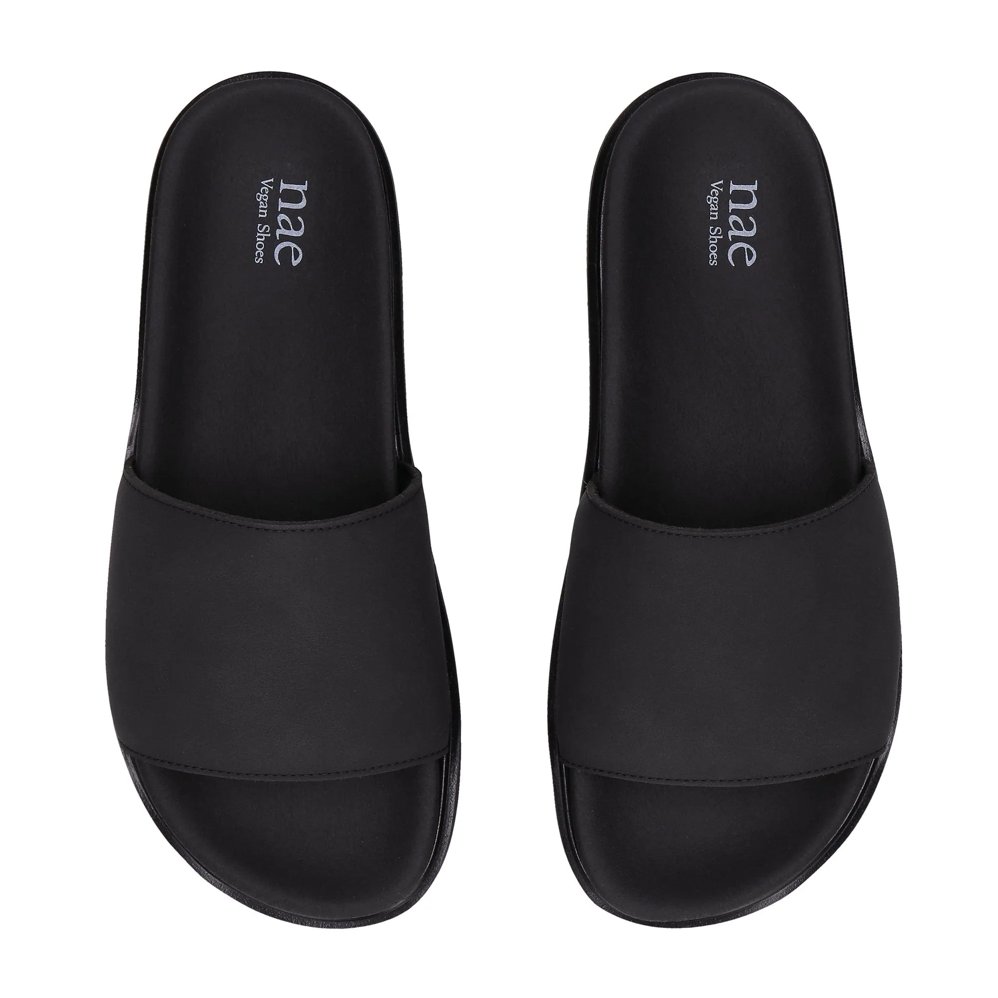 Okina Unisex Vegan Microfibre Wide Strap Platform Sandals | Black