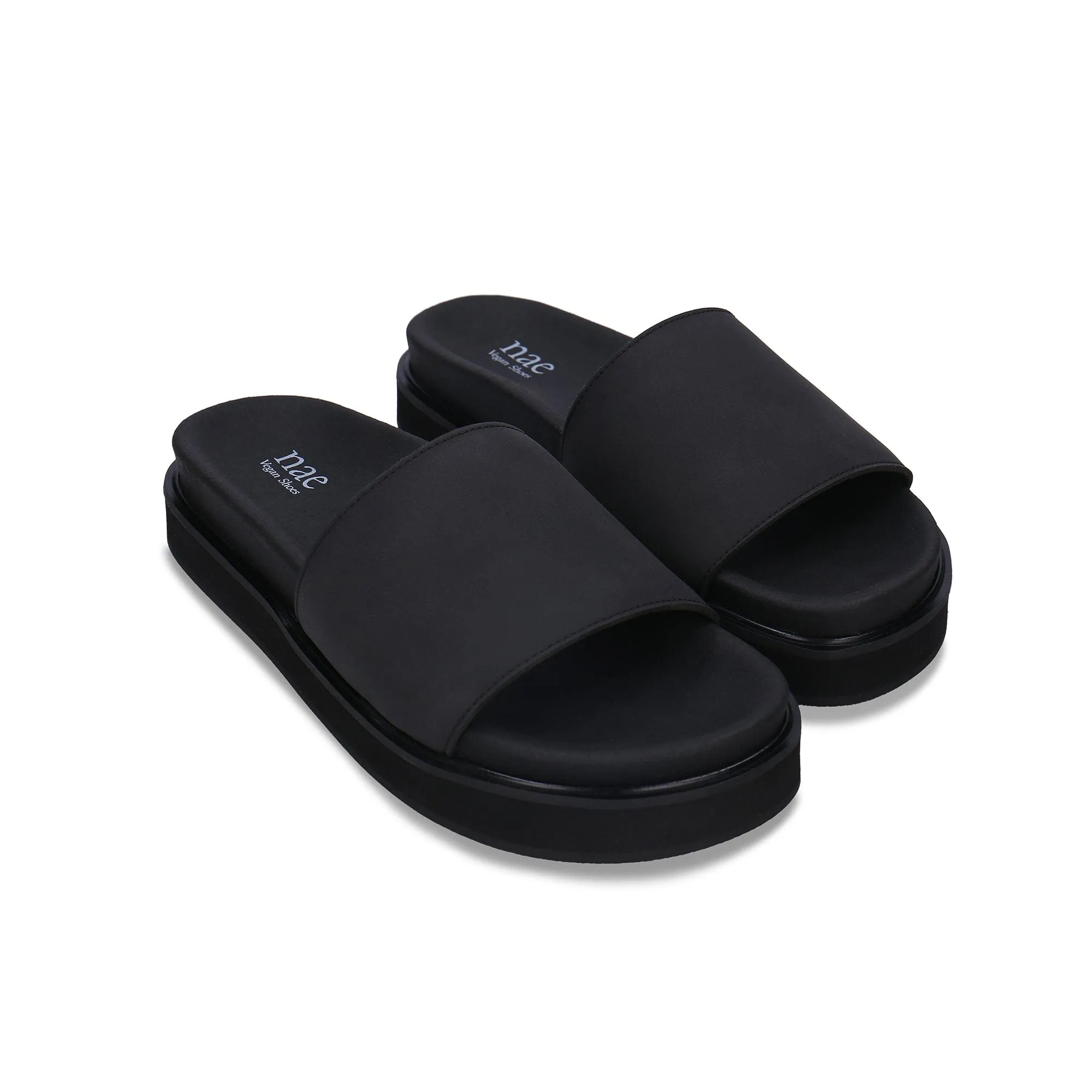 Okina Unisex Vegan Microfibre Wide Strap Platform Sandals | Black