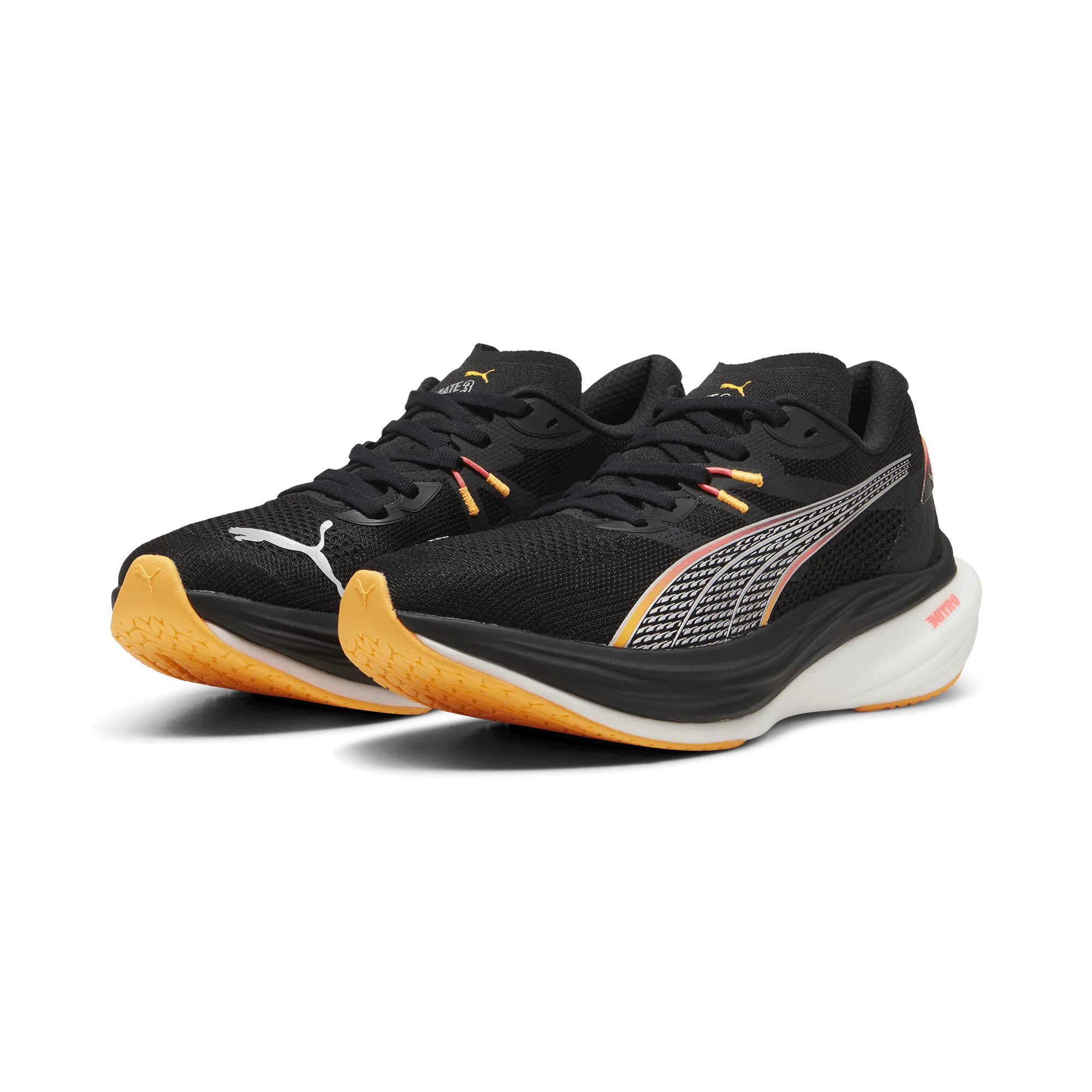Puma Men's Deviate Nitro 3 Running Shoes in Black/Sun Stream AW24