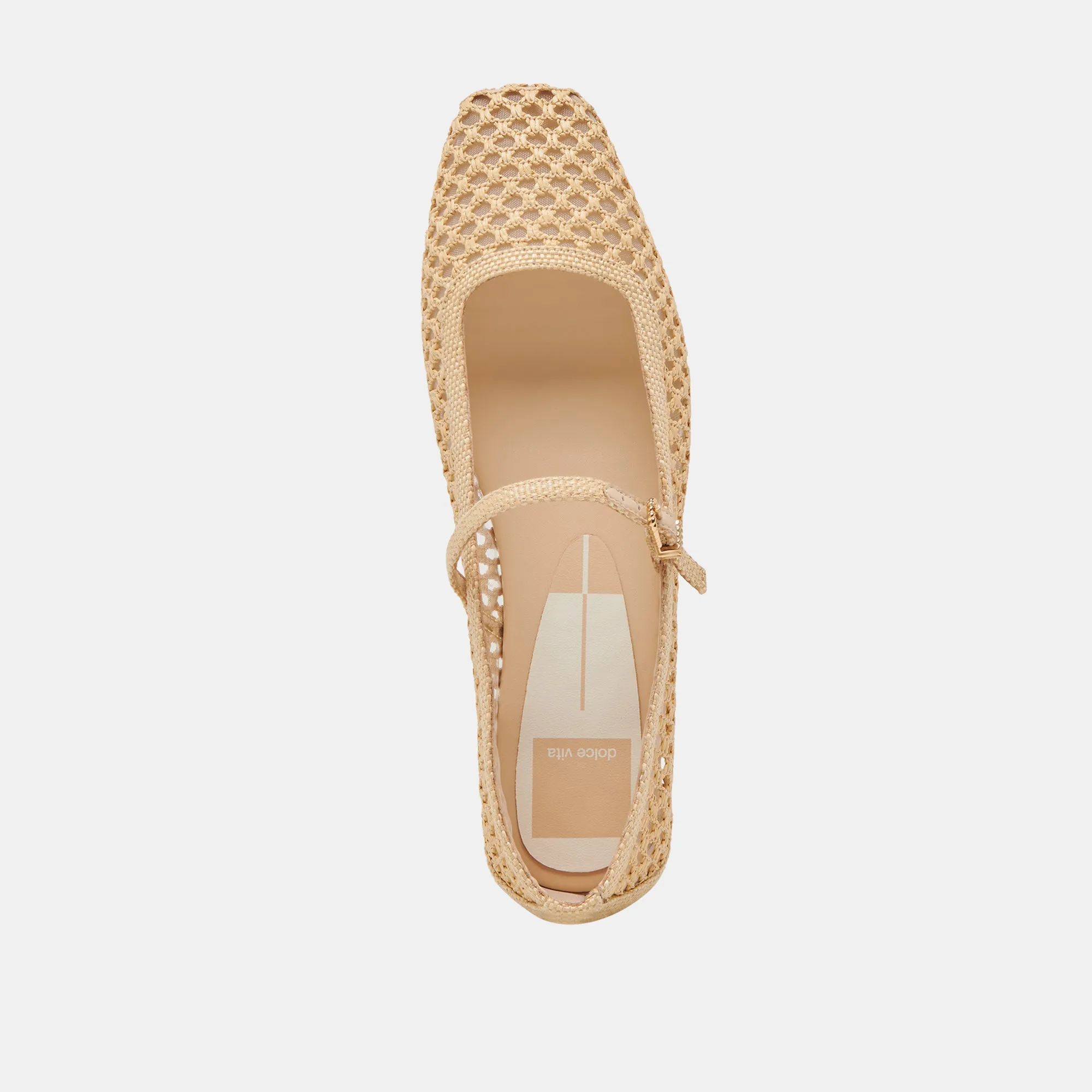 REYES WIDE BALLET FLATS LT NATURAL WOVEN RAFFIA