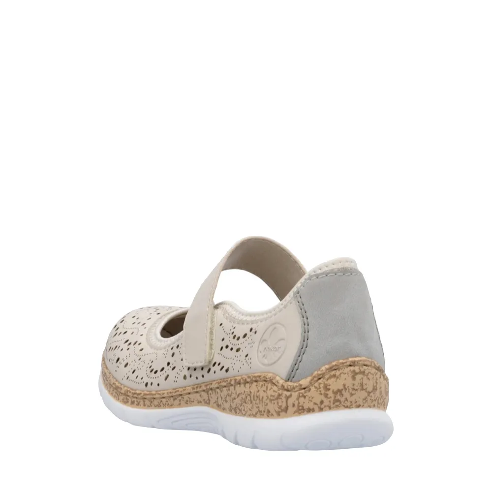 Rieker Women's Nikita 99 Mary Jane Shoe in Perle/Cement