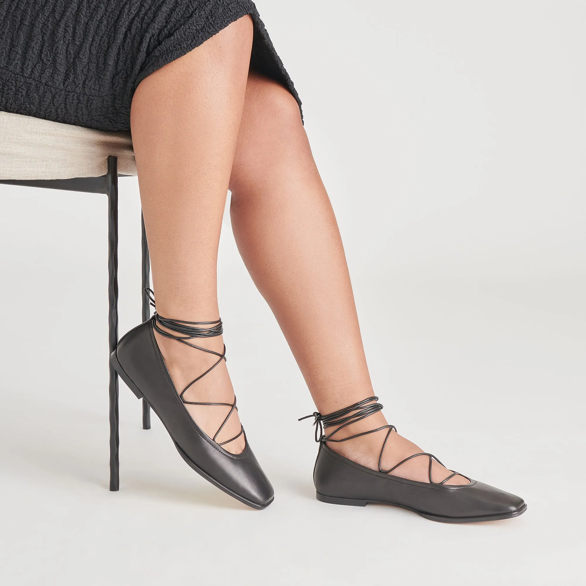 RYDER BALLET FLATS BLACK LEATHER