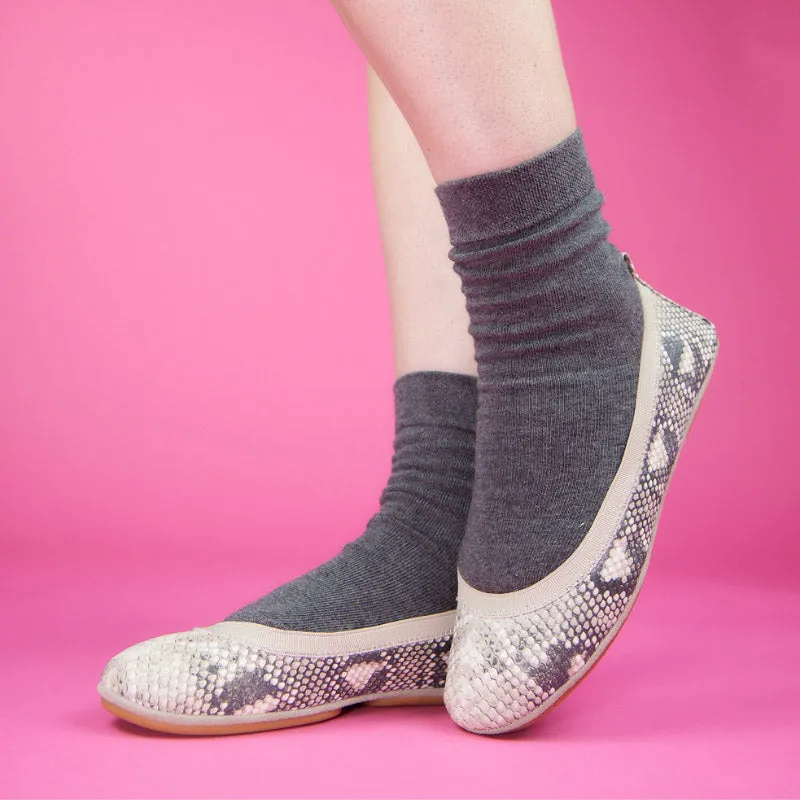 Samara Foldable Ballet Flat in Natural Python
