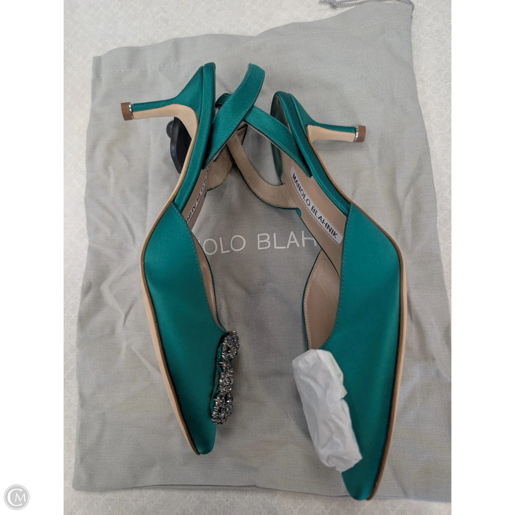 Shoes Luxury Designer By Manolo Blahnik In Green, Size: 6.5