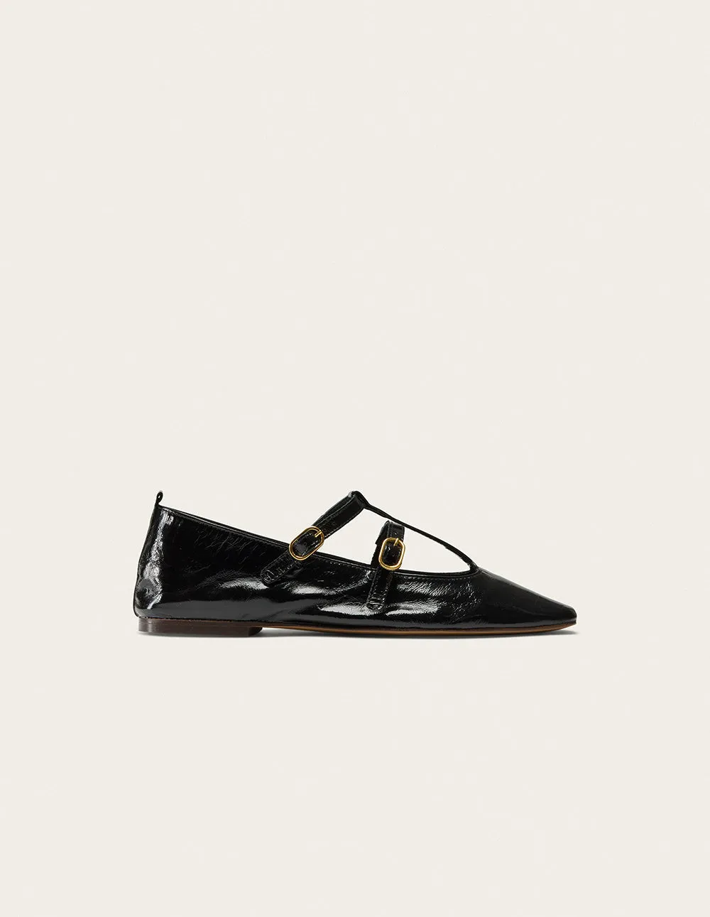 Sira Ballerinas - Black Pleated Leather