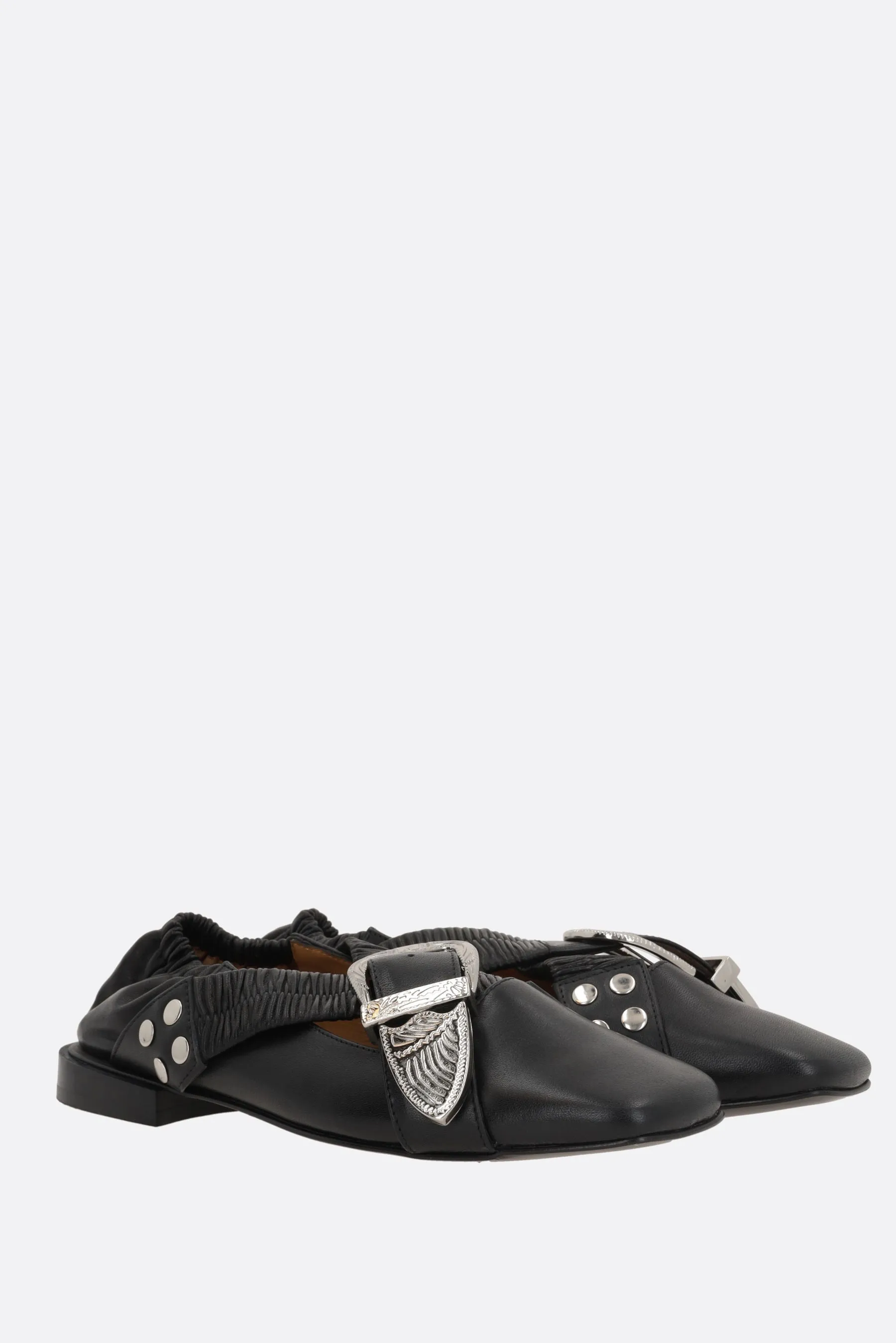 smooth leather cross strap ballerinas