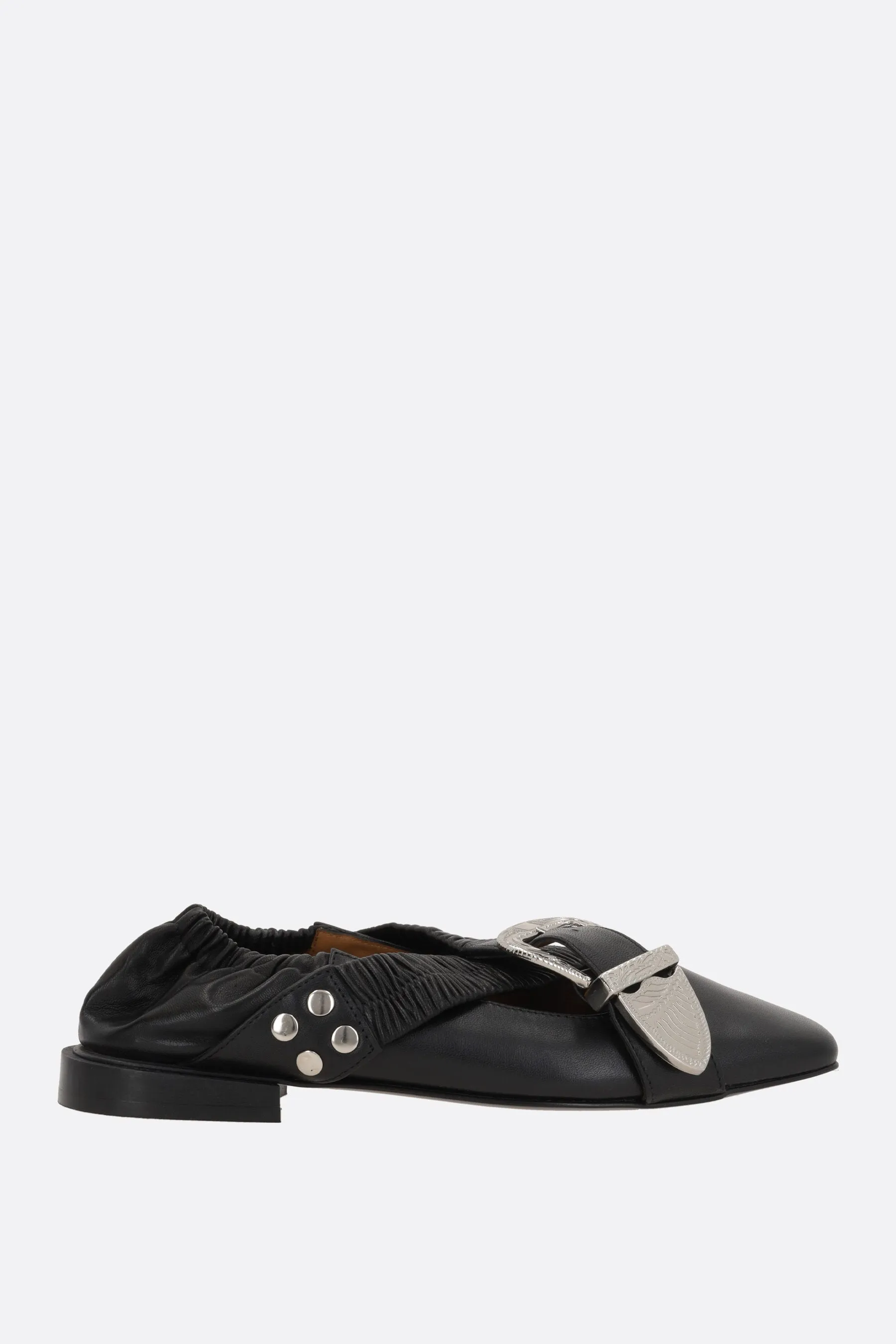 smooth leather cross strap ballerinas