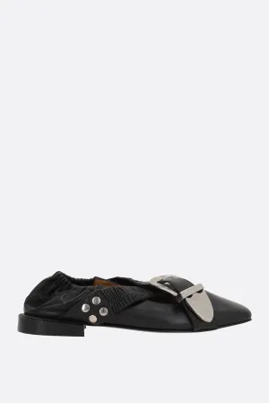 smooth leather cross strap ballerinas