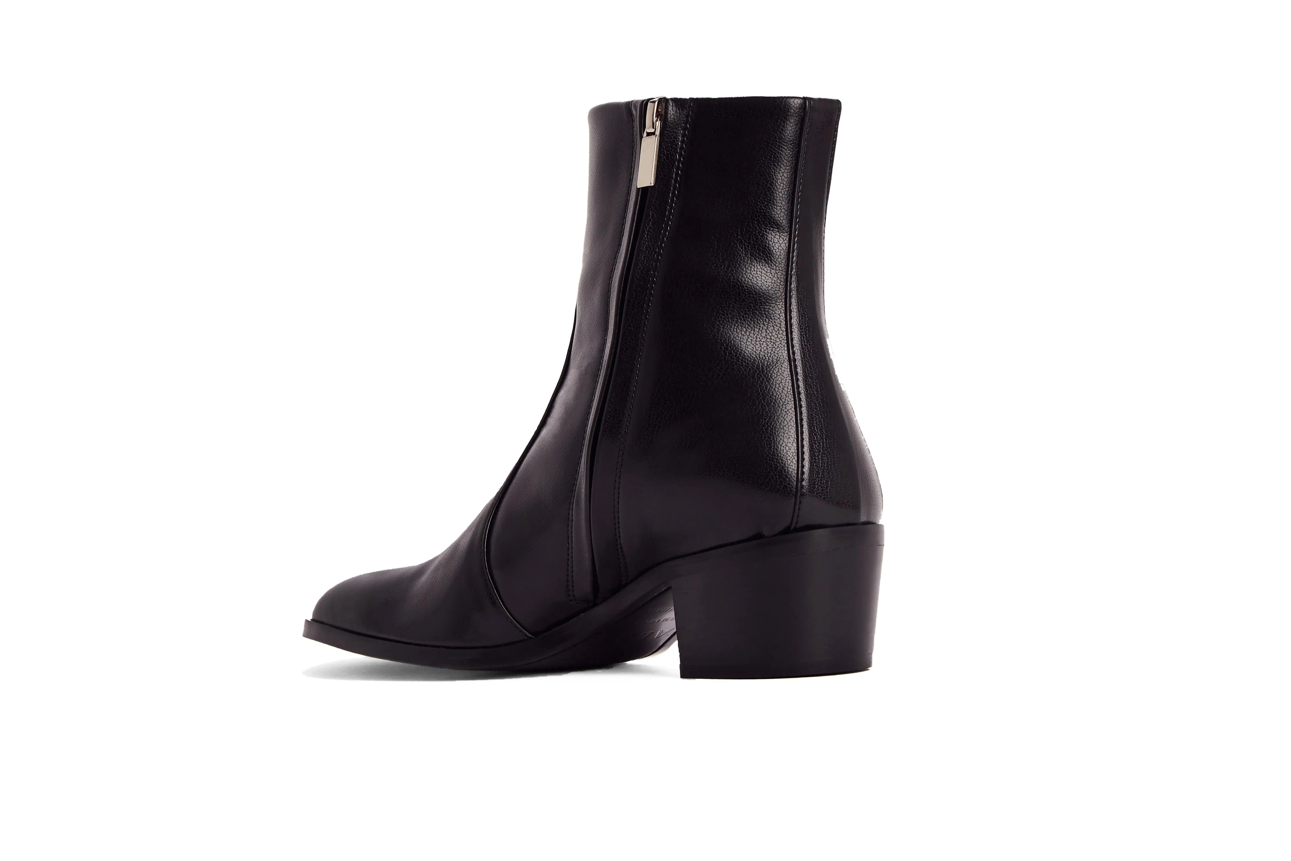 Steffy Vegan Leather Low Heeled Vegan Boots | Black