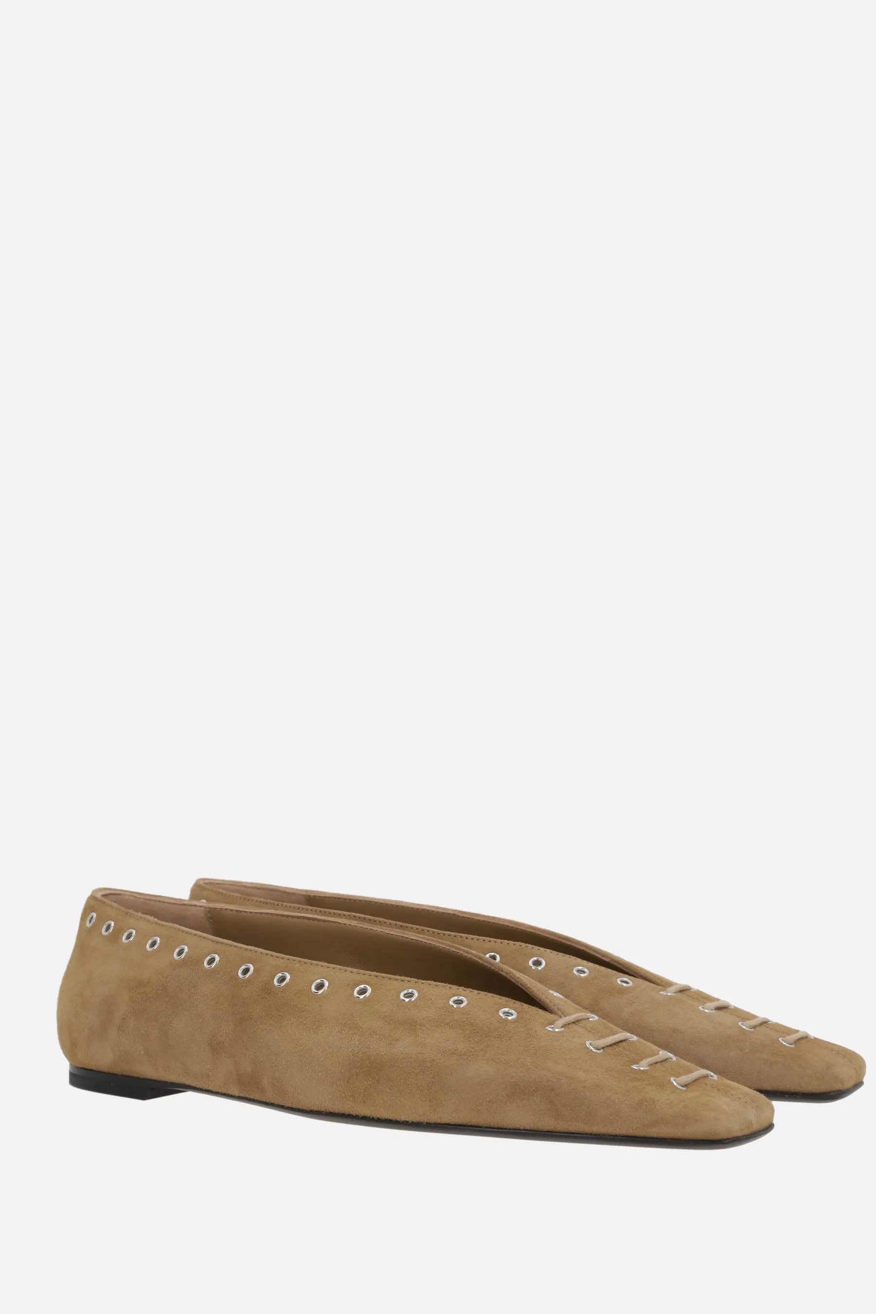 suede lace-up ballerinas
