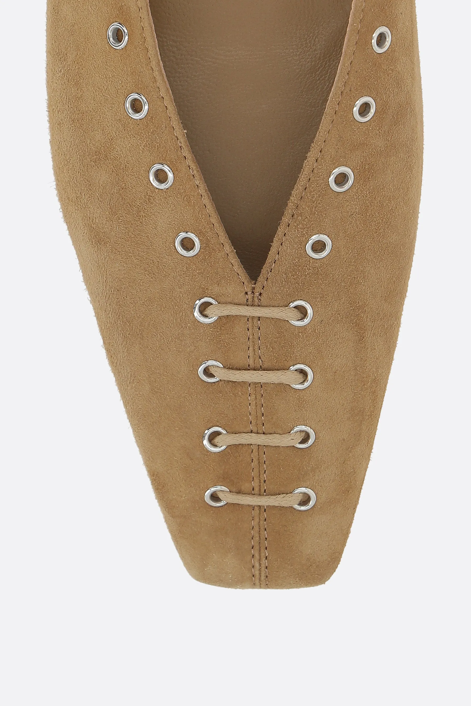 suede lace-up ballerinas