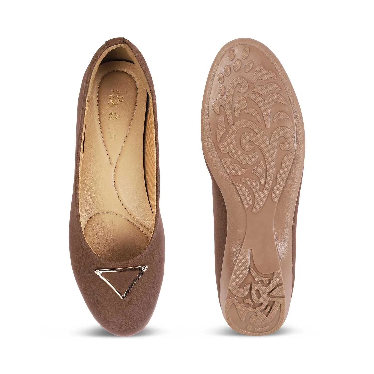 Tresmode Cheviz Brown Women's Dress Ballerinas