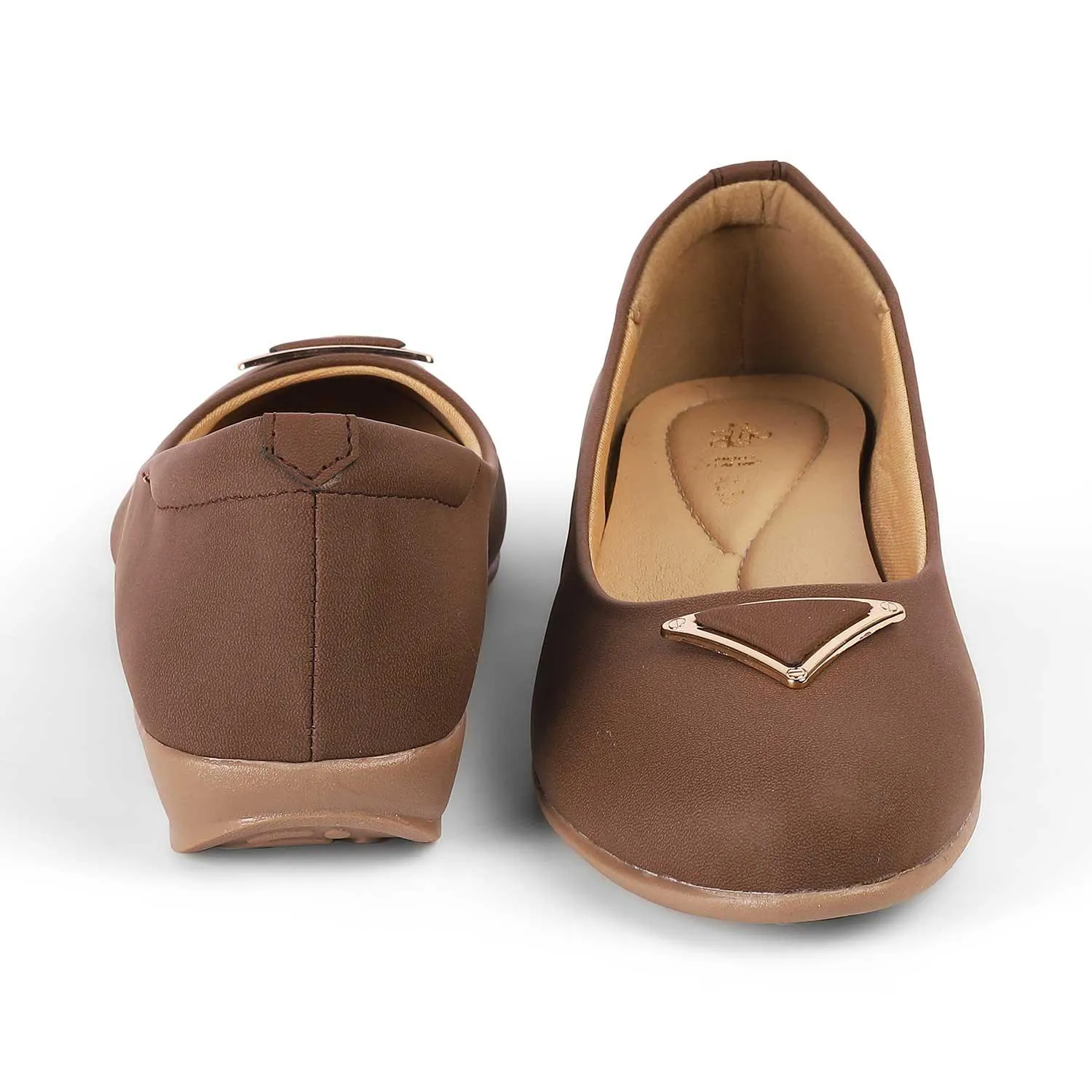 Tresmode Cheviz Brown Women's Dress Ballerinas