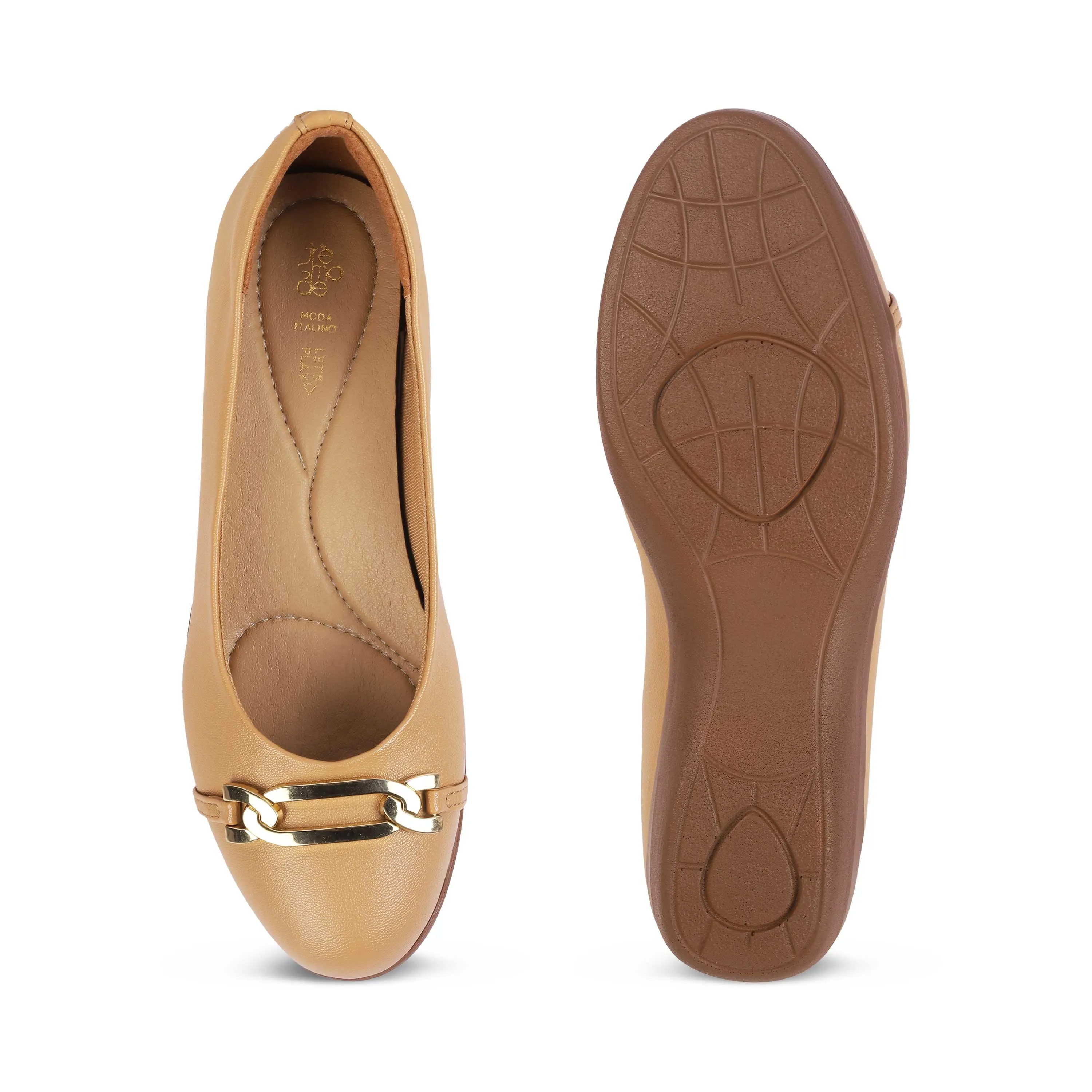 Tresmode Sanz Camel Women's Casual Wedge Ballerinas