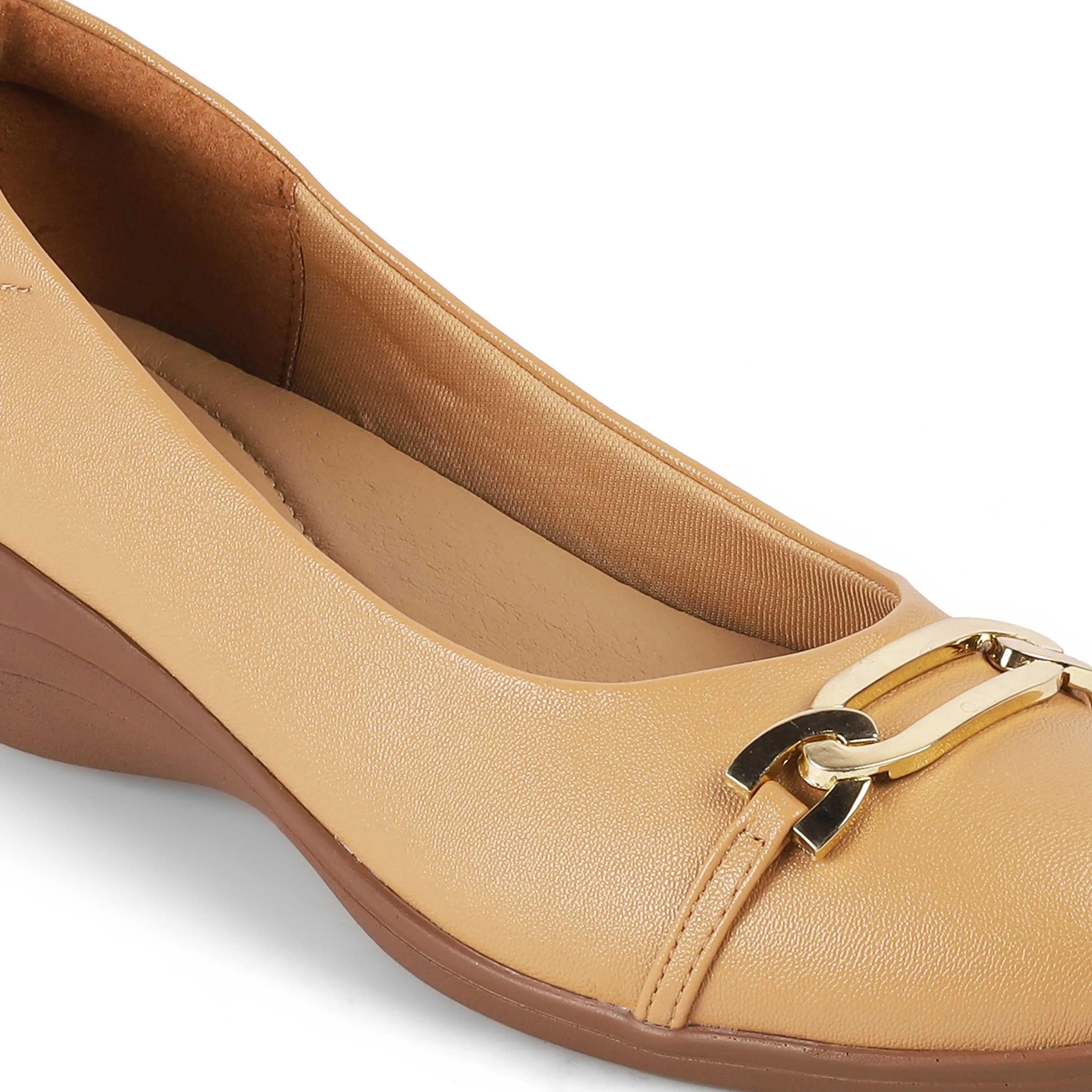 Tresmode Sanz Camel Women's Casual Wedge Ballerinas