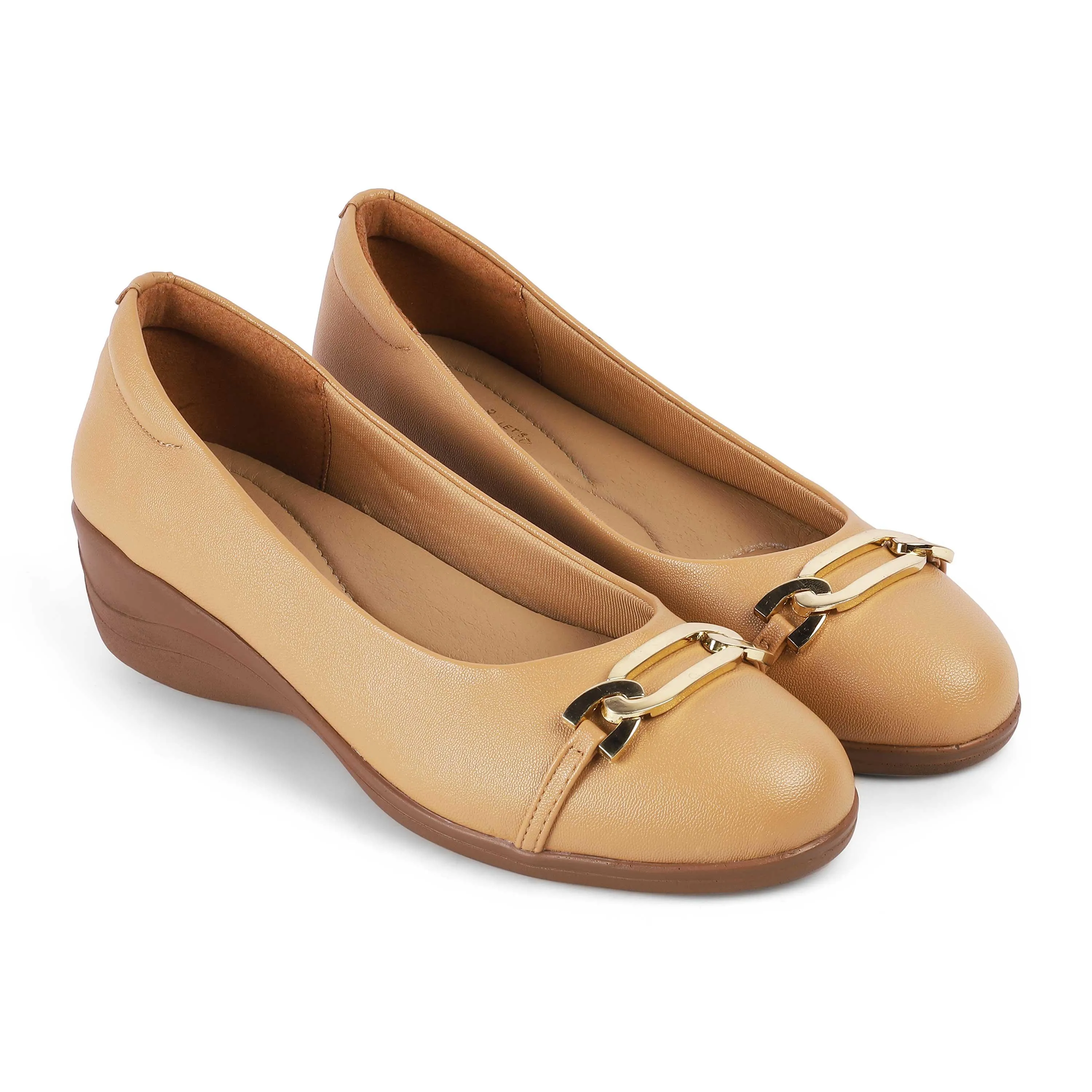 Tresmode Sanz Camel Women's Casual Wedge Ballerinas