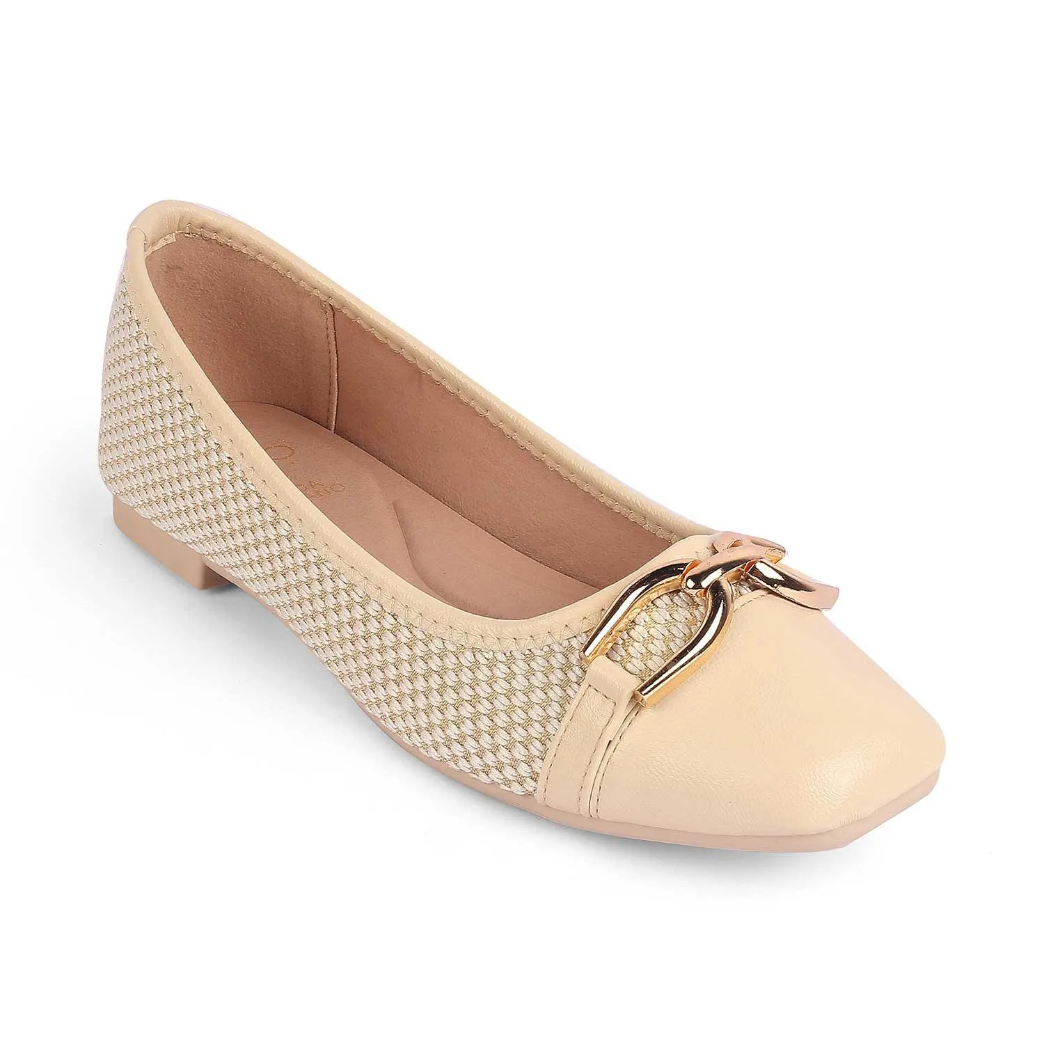 Tresmode Yolky Beige Women's Dress Ballerinas