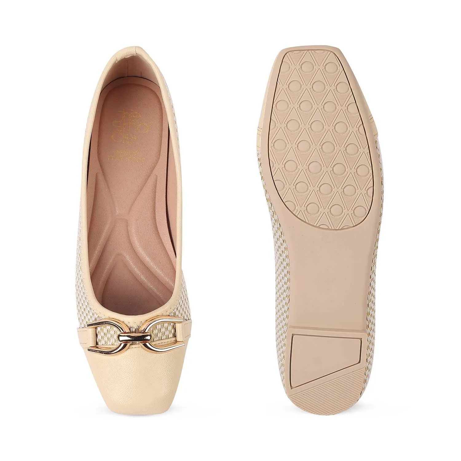 Tresmode Yolky Beige Women's Dress Ballerinas