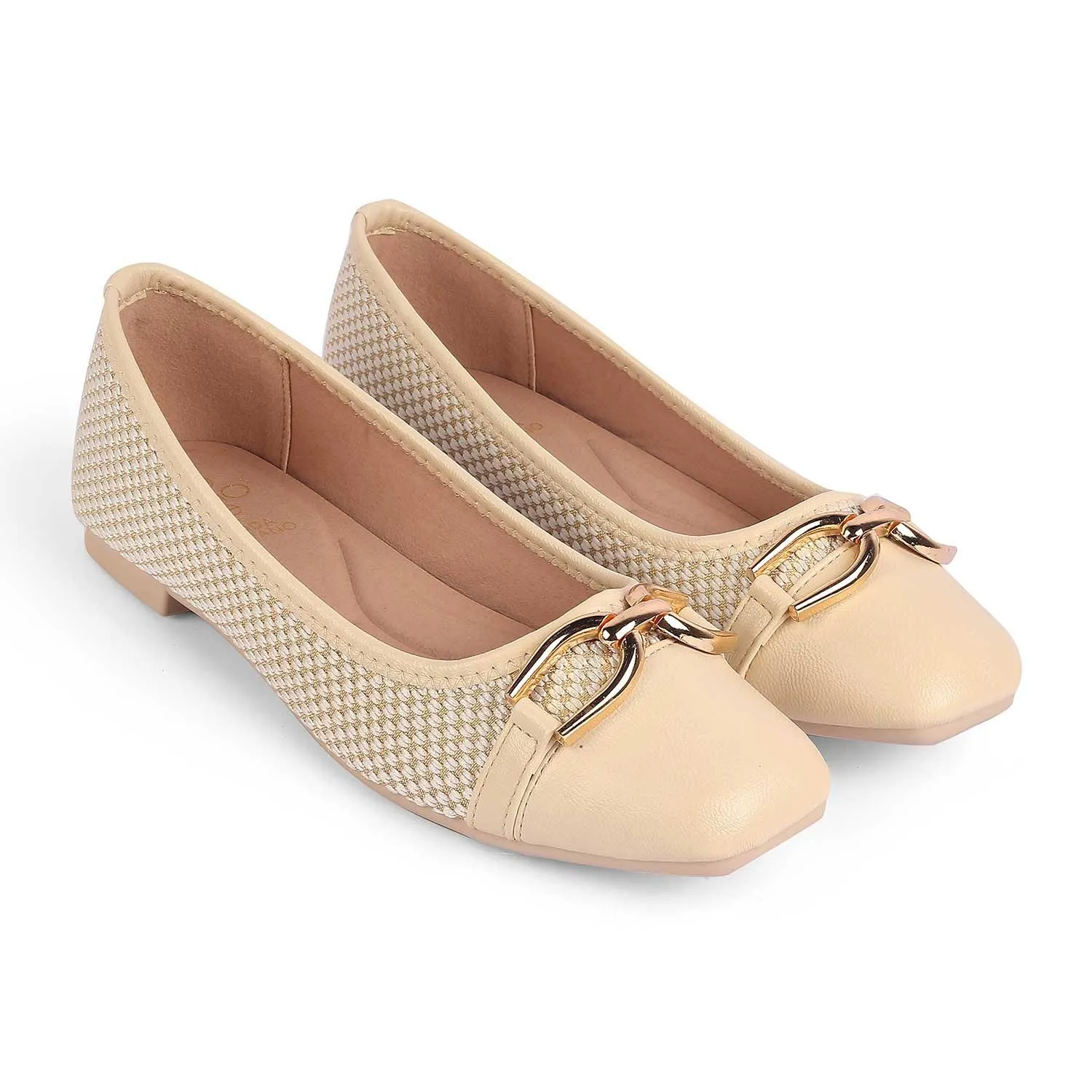Tresmode Yolky Beige Women's Dress Ballerinas