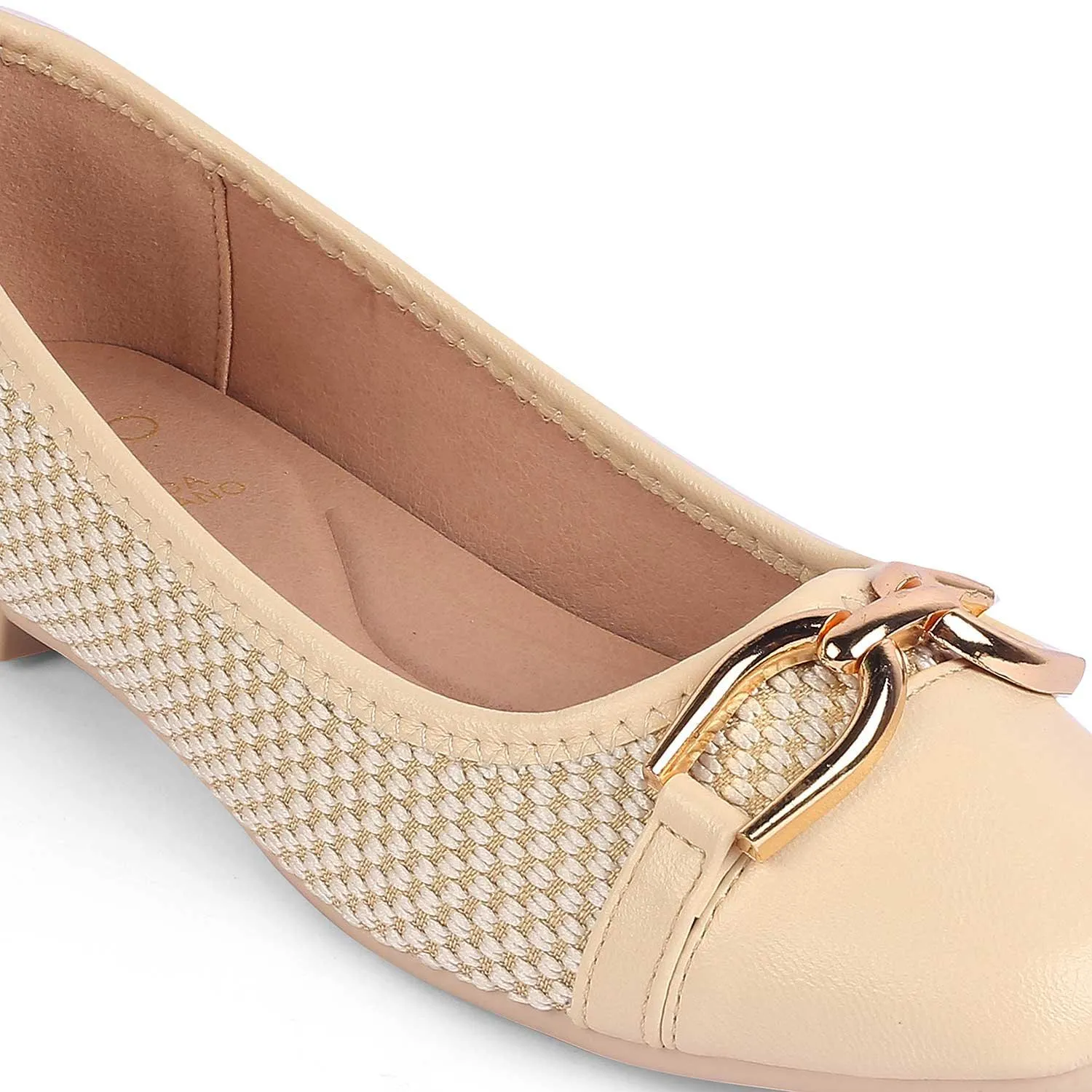 Tresmode Yolky Beige Women's Dress Ballerinas