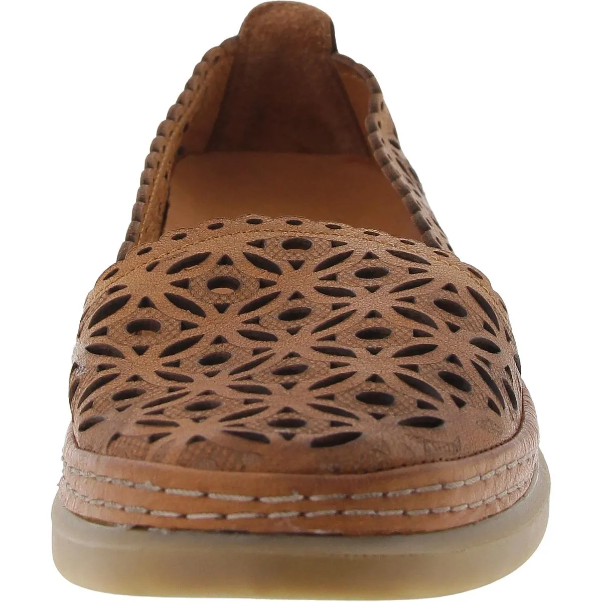 Tumi Womens Laser Cut Leather Flat Shoes