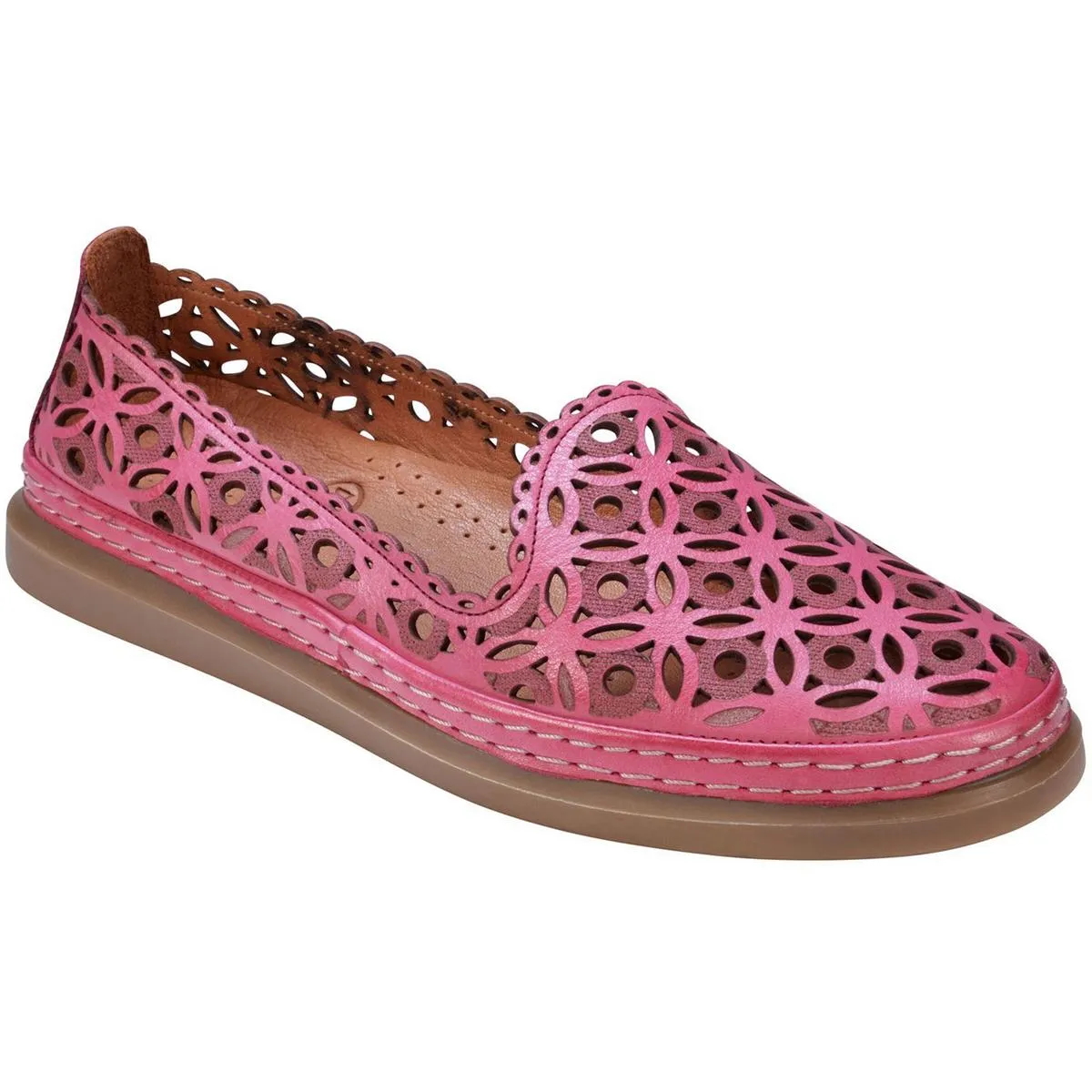 Tumi Womens Laser Cut Leather Flat Shoes