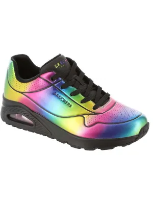 Uno Cosmic Rainbow Womens Faux Leather Workout Running & Training Shoes