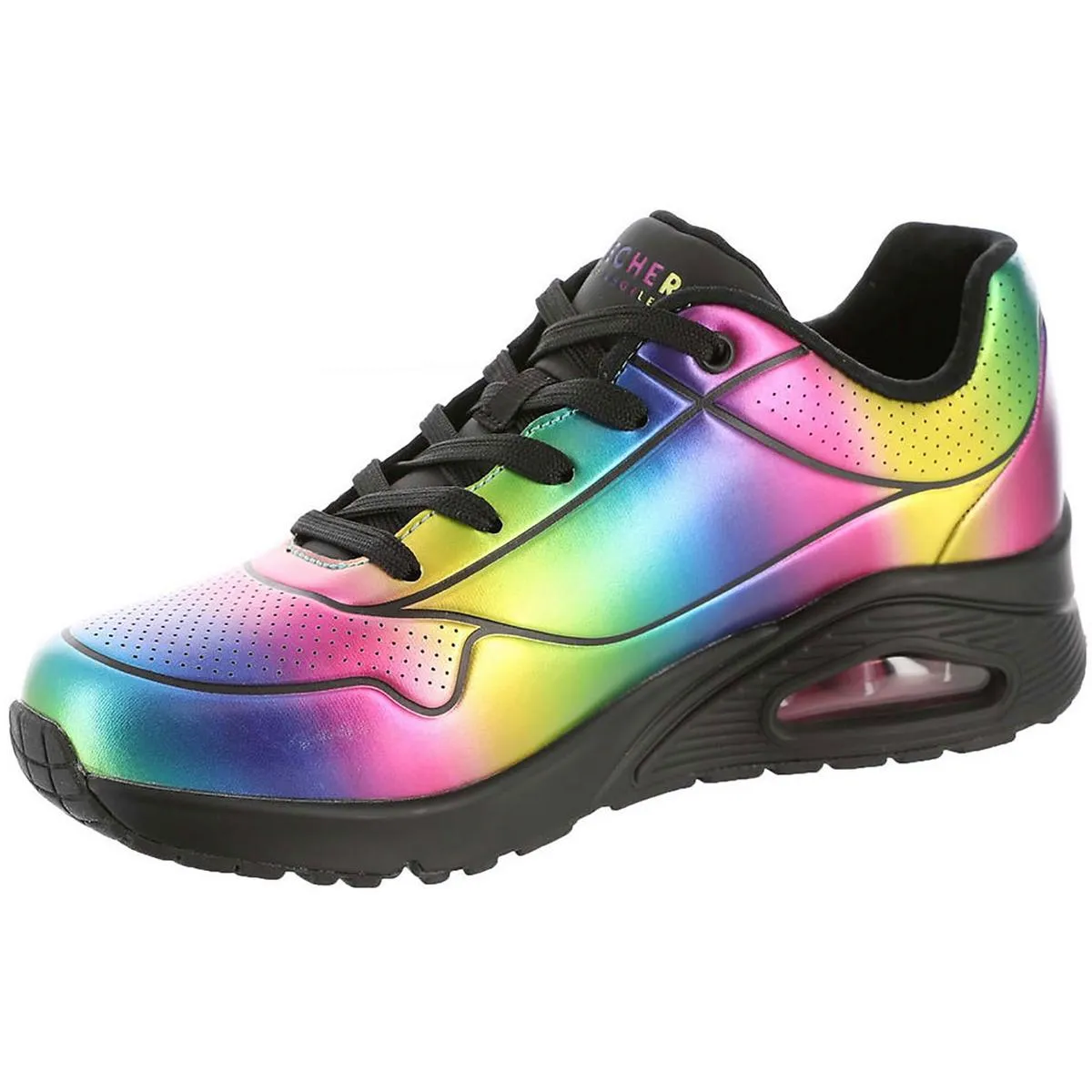Uno Cosmic Rainbow Womens Faux Leather Workout Running & Training Shoes