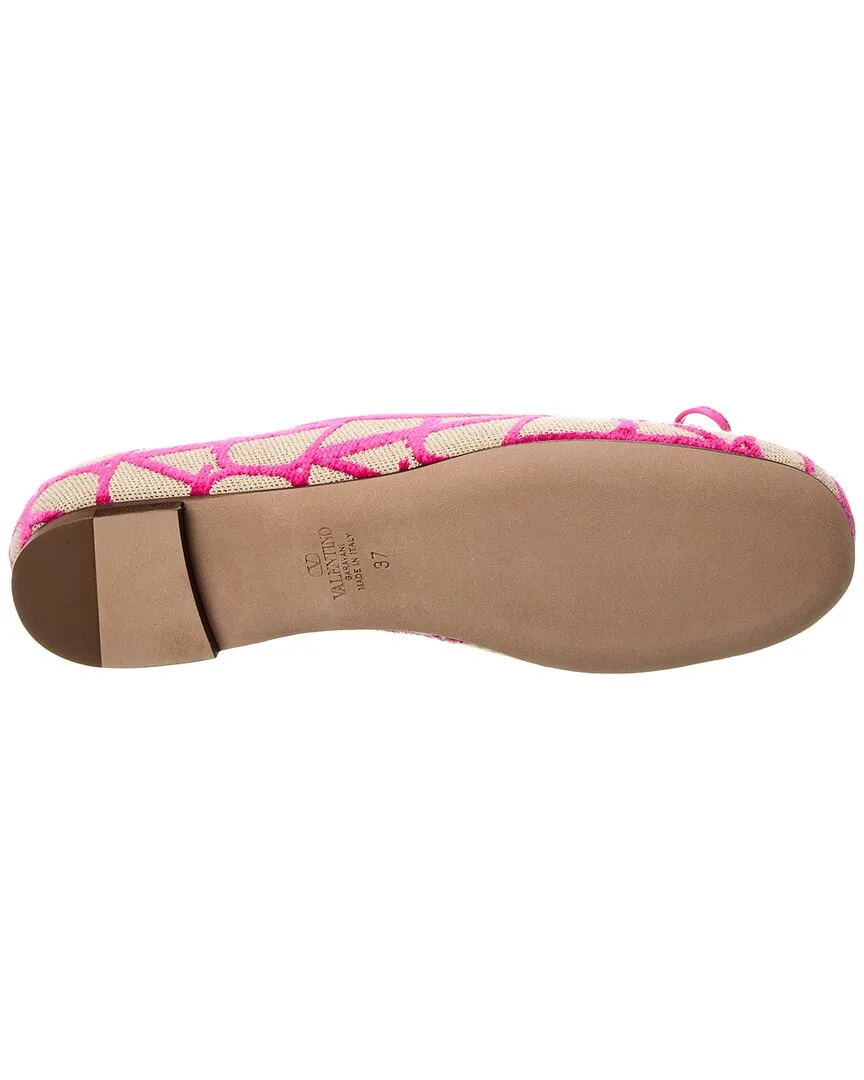 Valentino Toile Iconographe Canvas & Satin Ballerina Flat