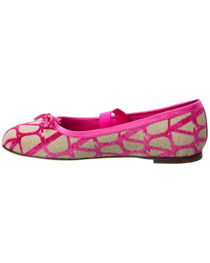 Valentino Toile Iconographe Canvas & Satin Ballerina Flat