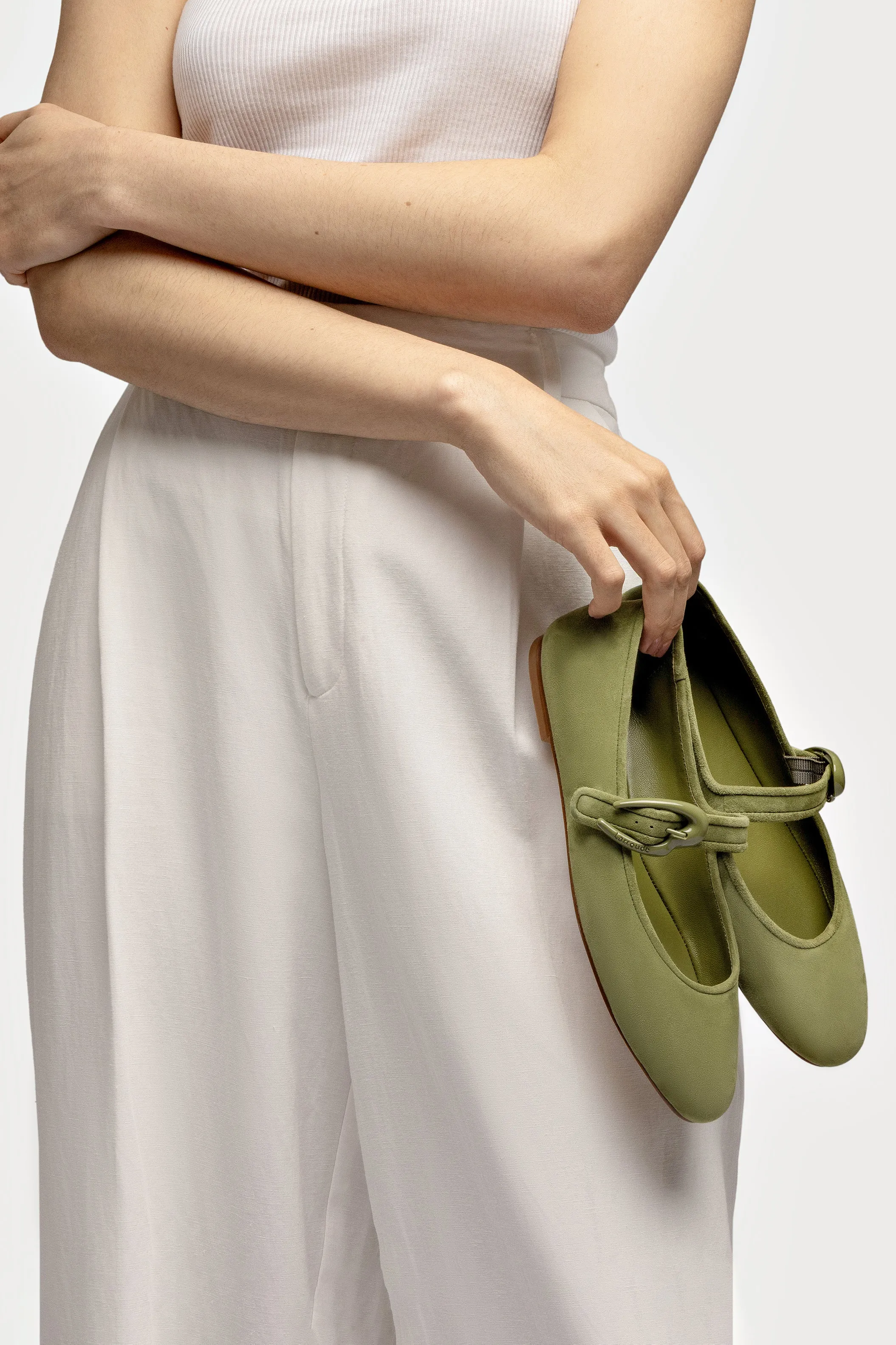 Verona Ballet Flat In Seaweed Suede