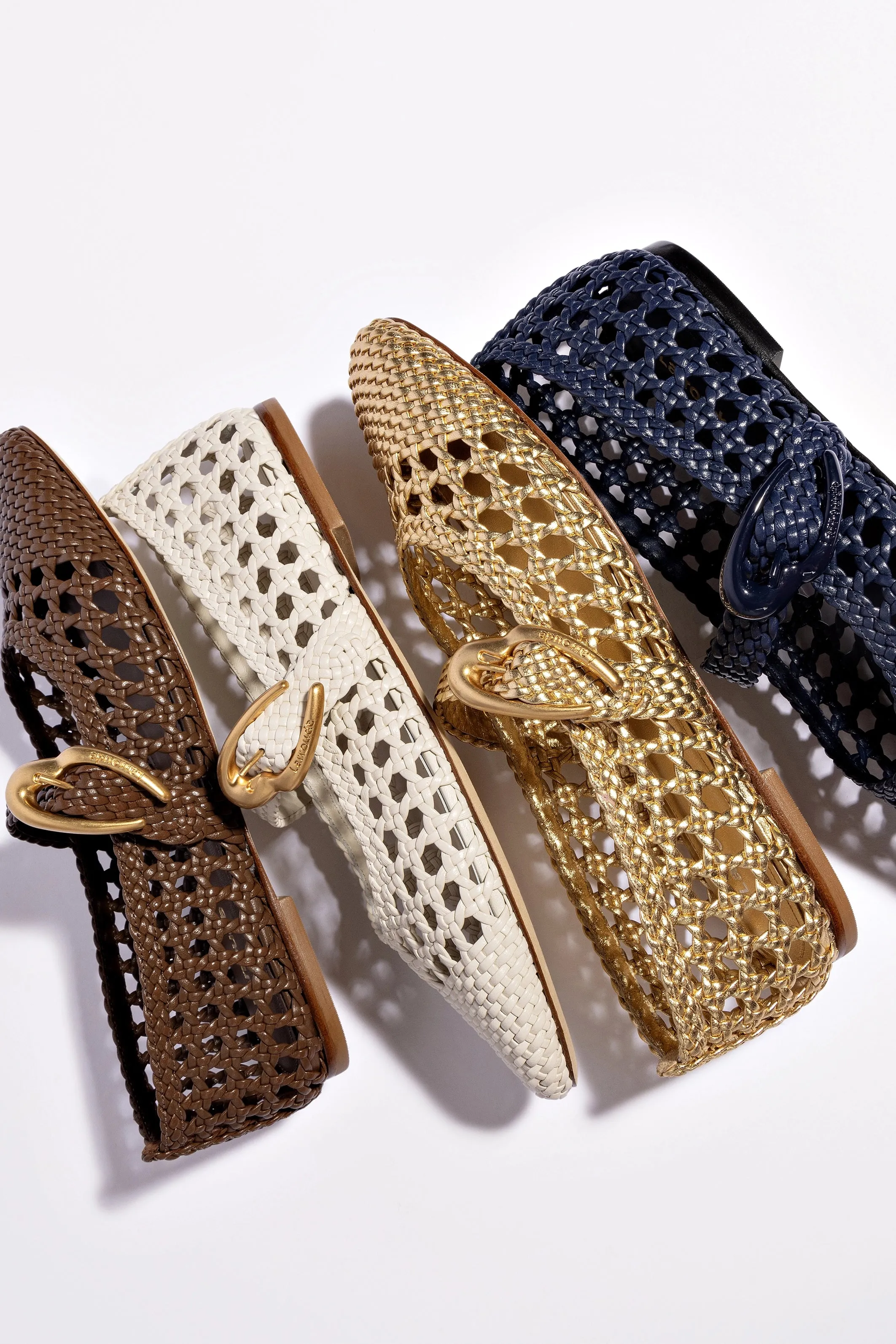 Verona Macrame Ballet Flat In Gold Metallic Leather