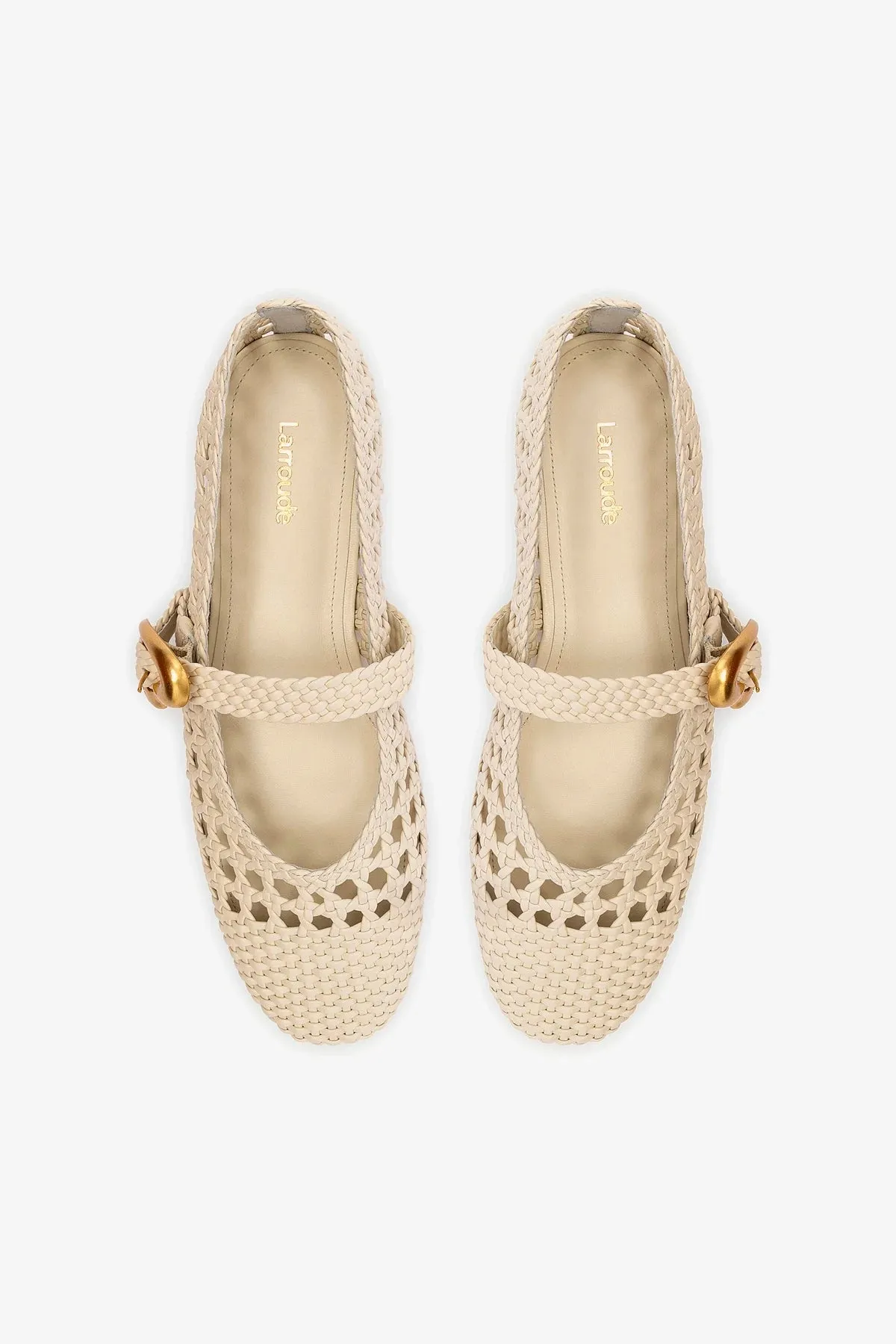 Verona Macrame Ballet Flat In Ivory Leather