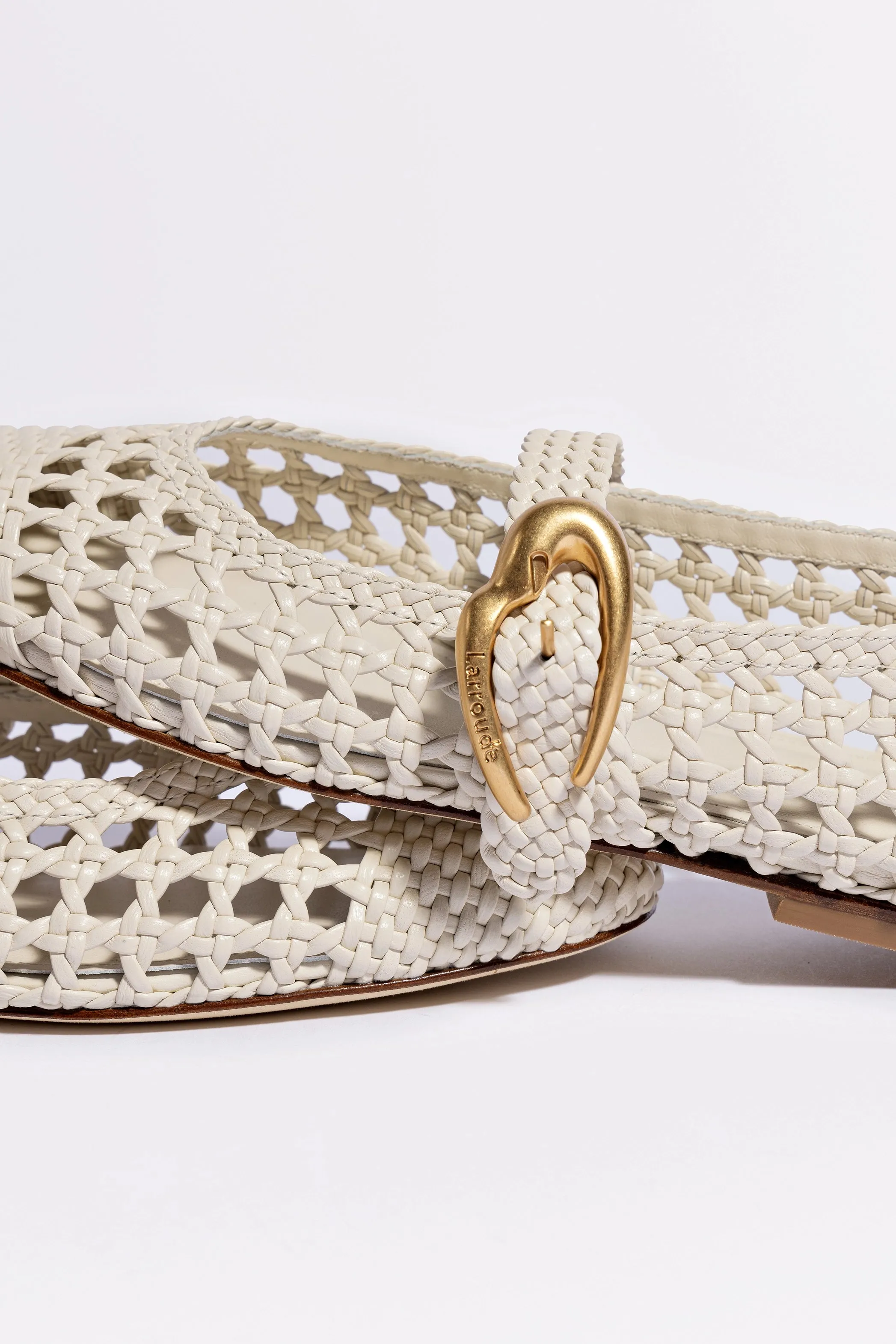 Verona Macrame Ballet Flat In Ivory Leather