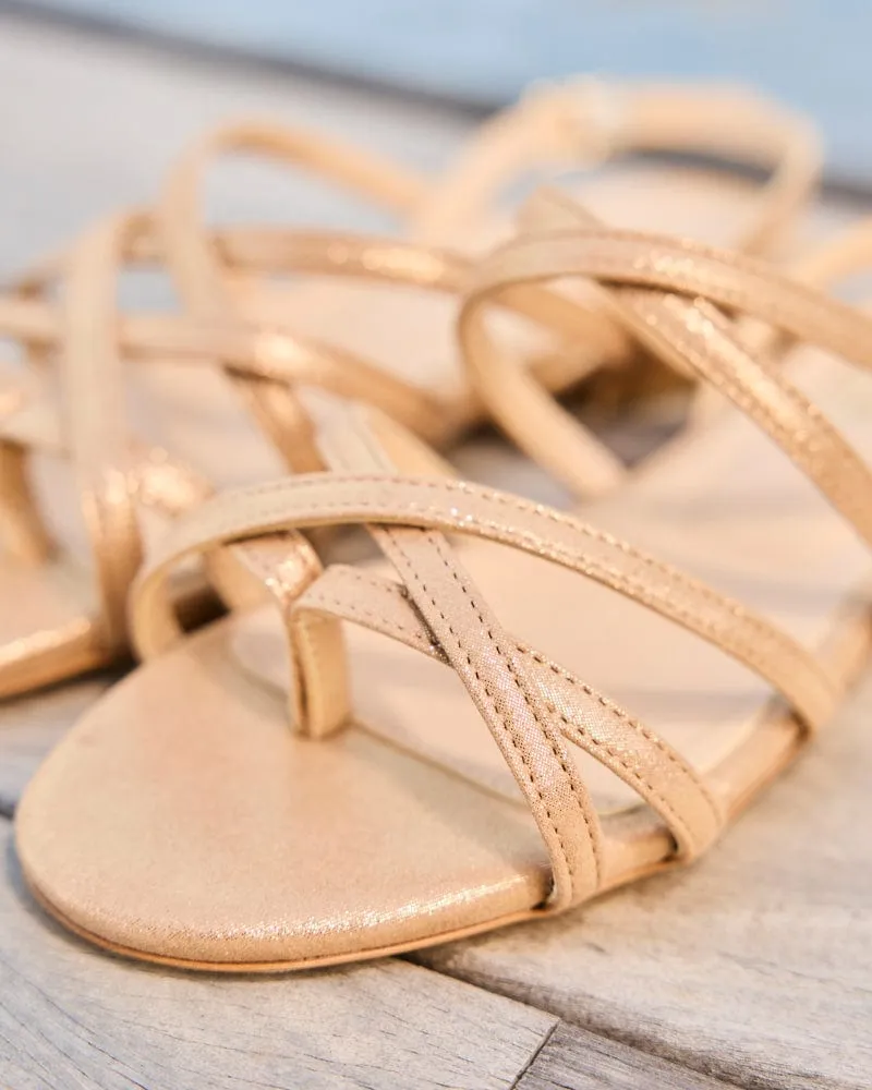 Vizzavona Vegan Recycled Grain Strappy Sandals | Gold