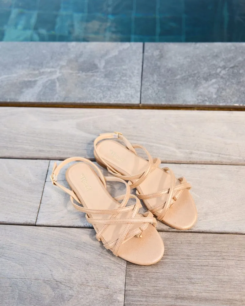 Vizzavona Vegan Recycled Grain Strappy Sandals | Gold
