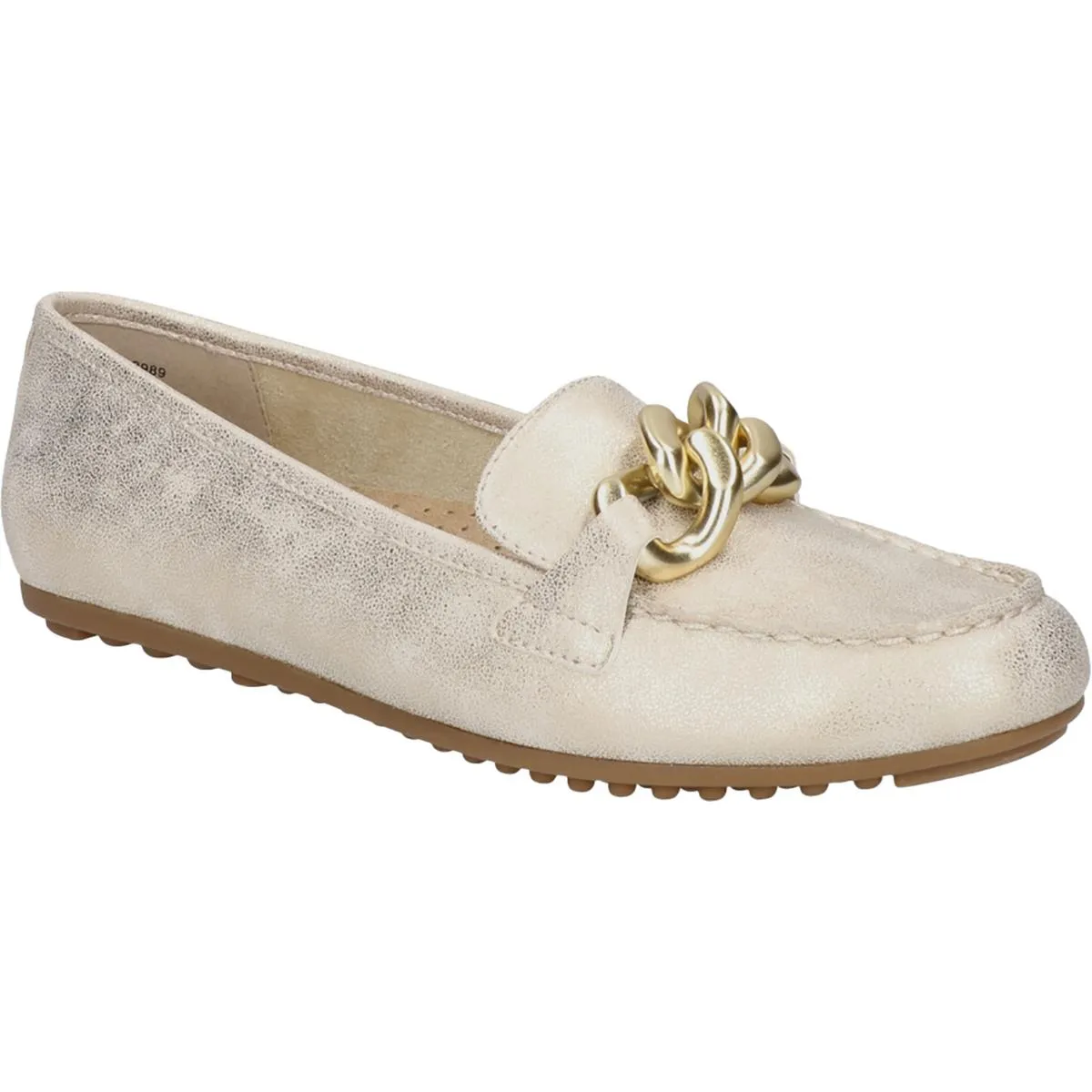 Womens Chain Leather Flat Shoes