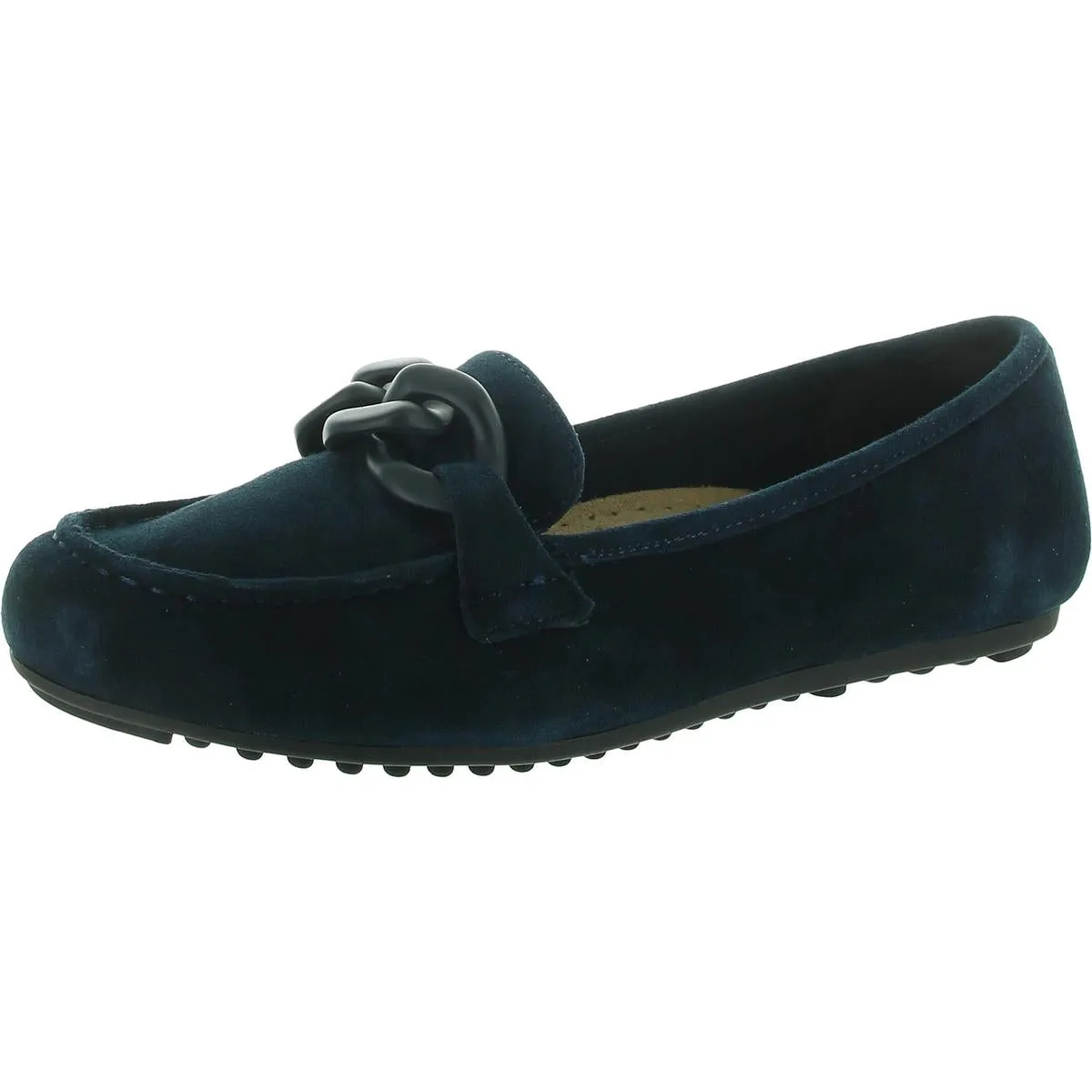 Womens Chain Leather Flat Shoes
