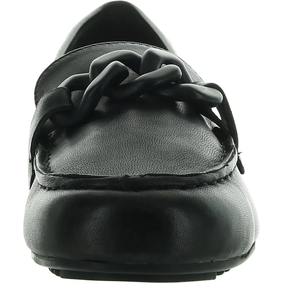 Womens Chain Leather Flat Shoes