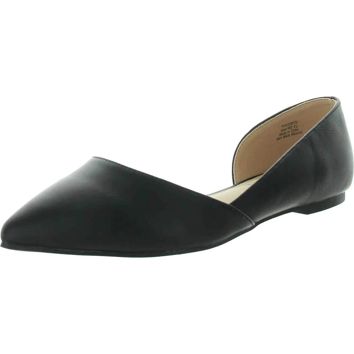 Womens Cut-Out Faux Leather Flat Shoes