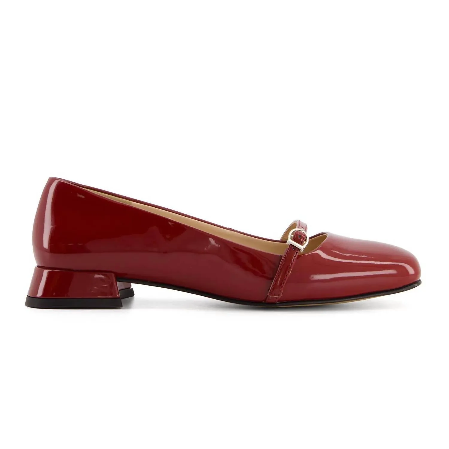 Women's Low Heel Mary Janes Shoes In Red